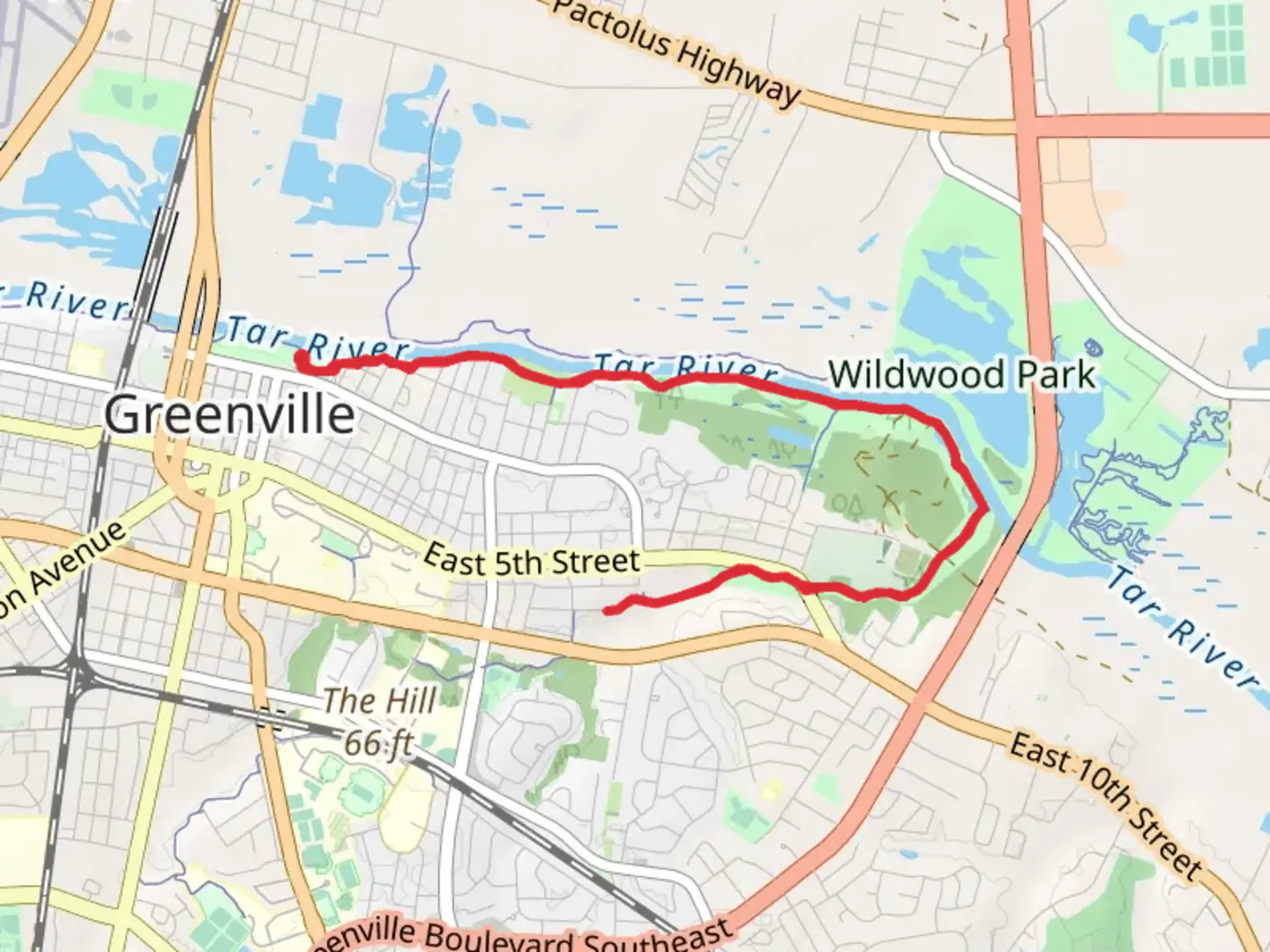 An image depicting the trail South Tar River Greenway and Green Mill Run Greenway and its surrounding area.