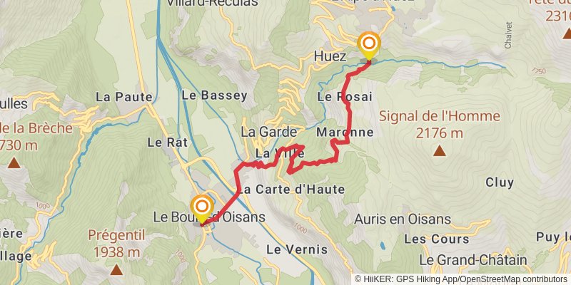 GR 54 - Tour of Oisans and Ecrins stage 14 Map