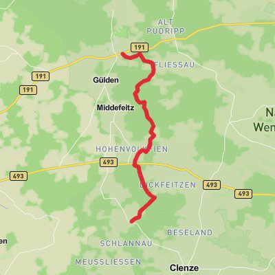 Zernien to Gohlefanz Walk via Hoher Mechtin mobile static map