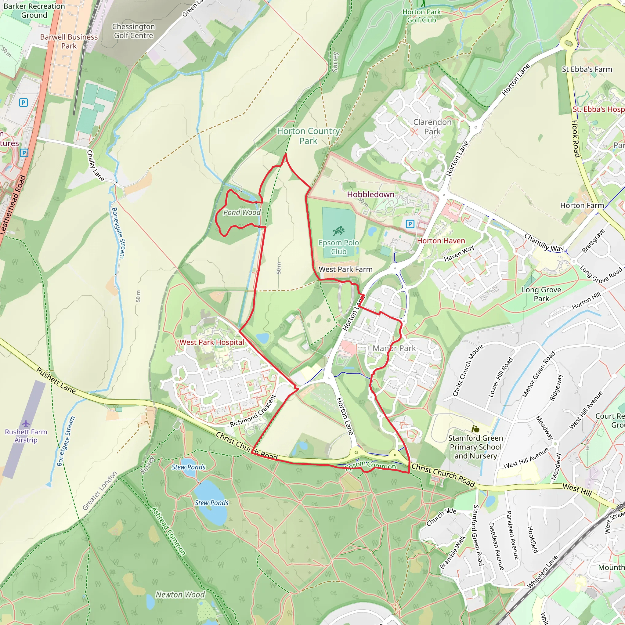 Pond Wood via Thames Down Link mobile static map