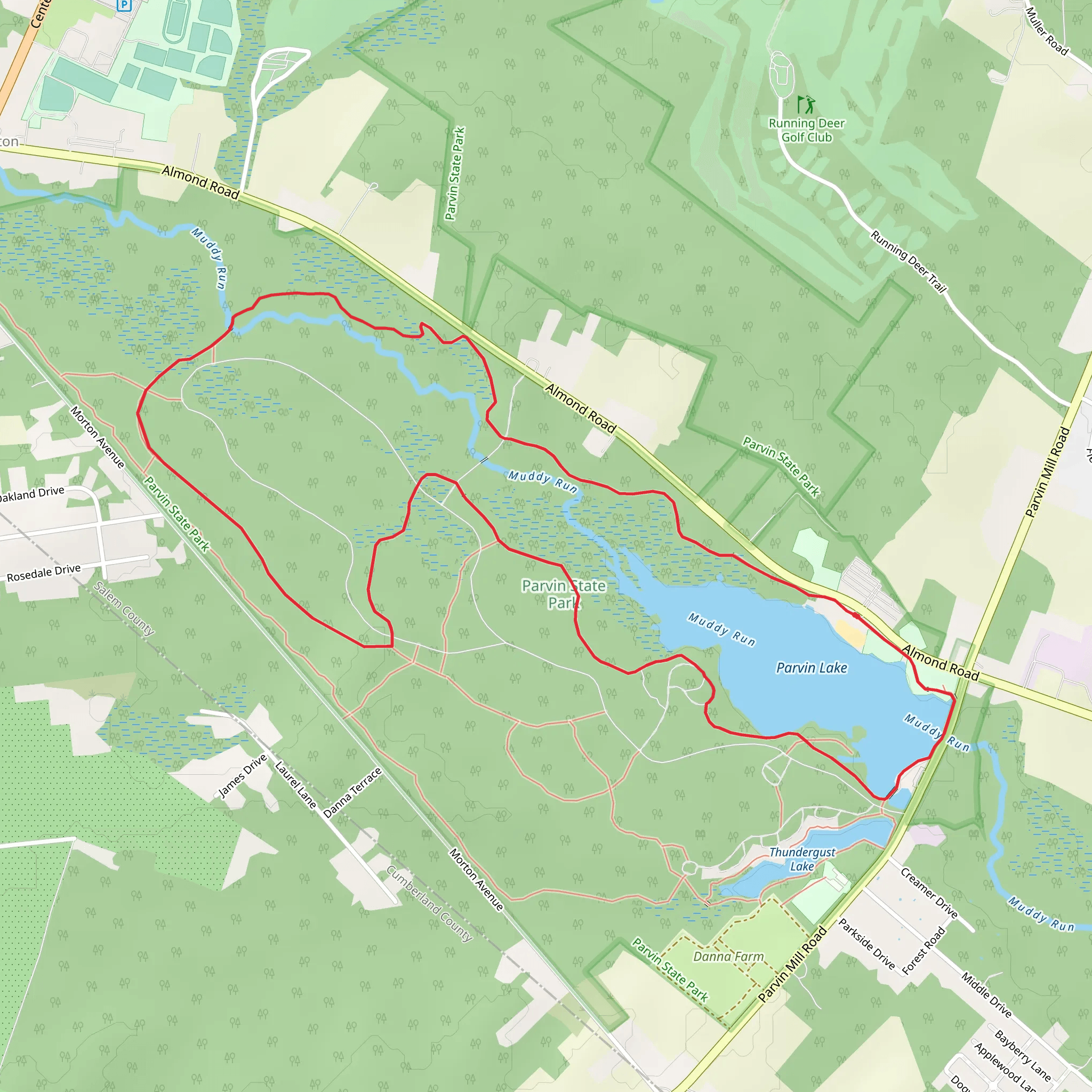 Parvin Lake Loop mobile static map