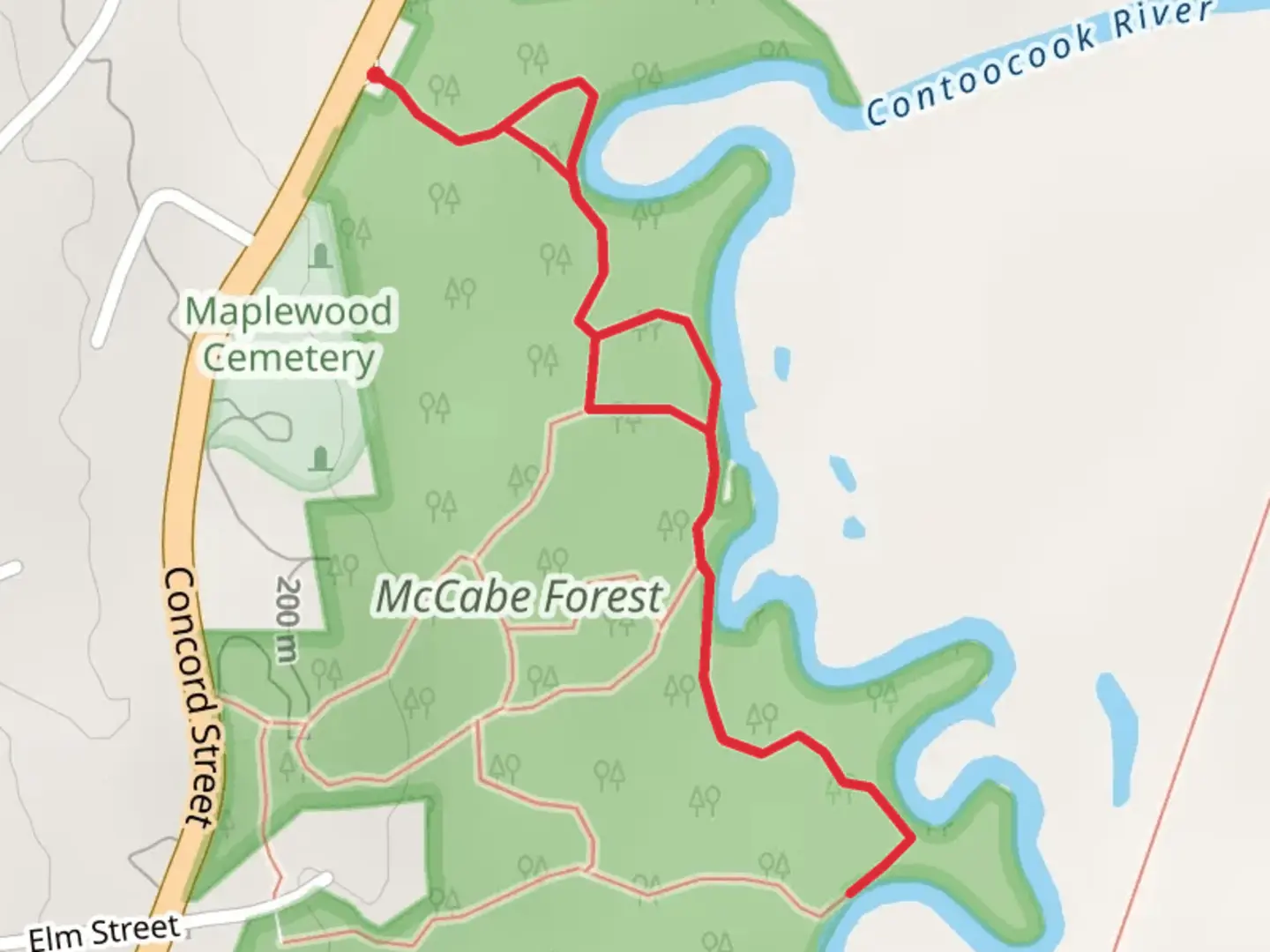 An image depicting the trail Walk along Contoocook River - McCabe Forest and its surrounding area.