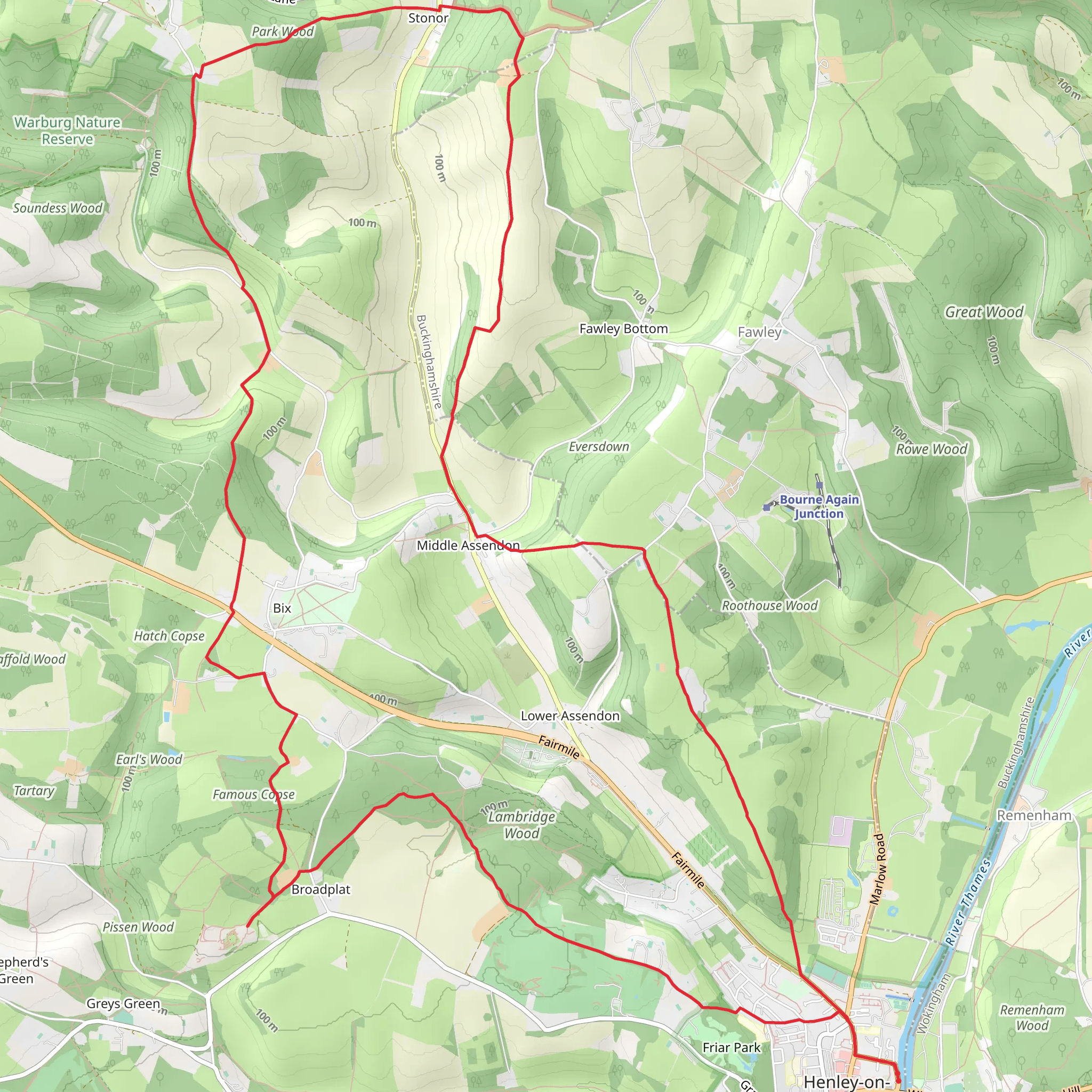 Henley via Stonor Circular Walk mobile static map