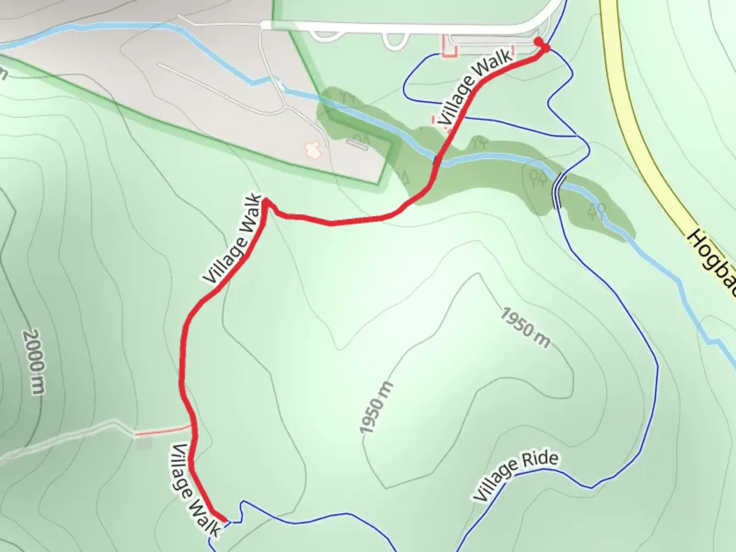 An image depicting the trail Village Walk and its surrounding area.
