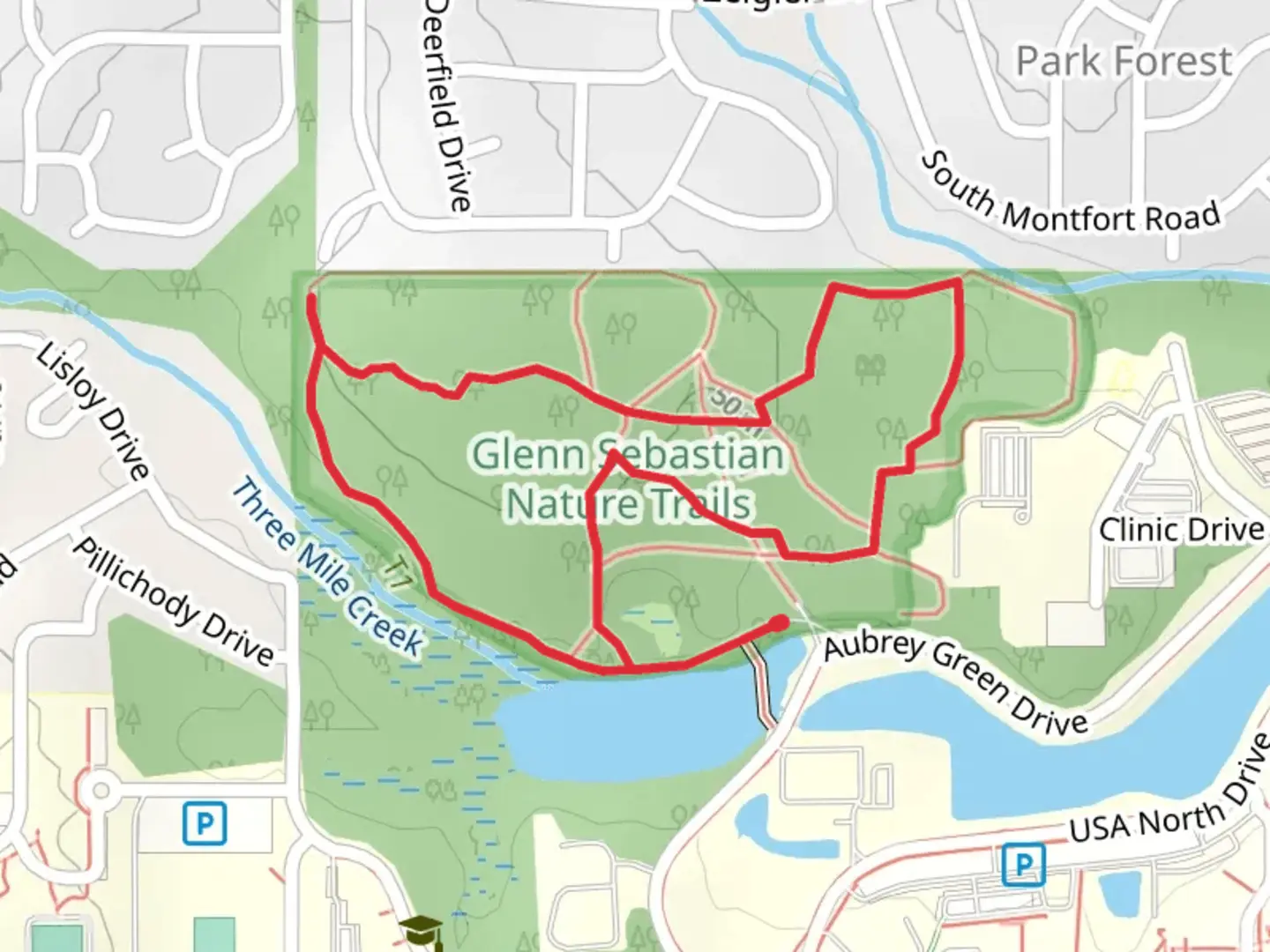 An image depicting the trail Glenn Sebastian Nature Loop and its surrounding area.