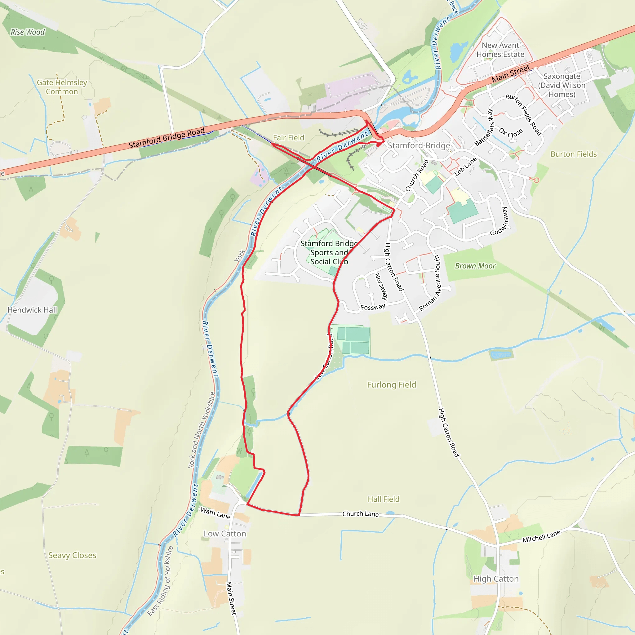 Stamford Bridge and River Derwent mobile static map