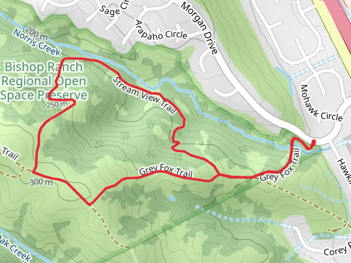 An image depicting the trail Redtail Hawk and Grey Fox Loop Trail and its surrounding area.