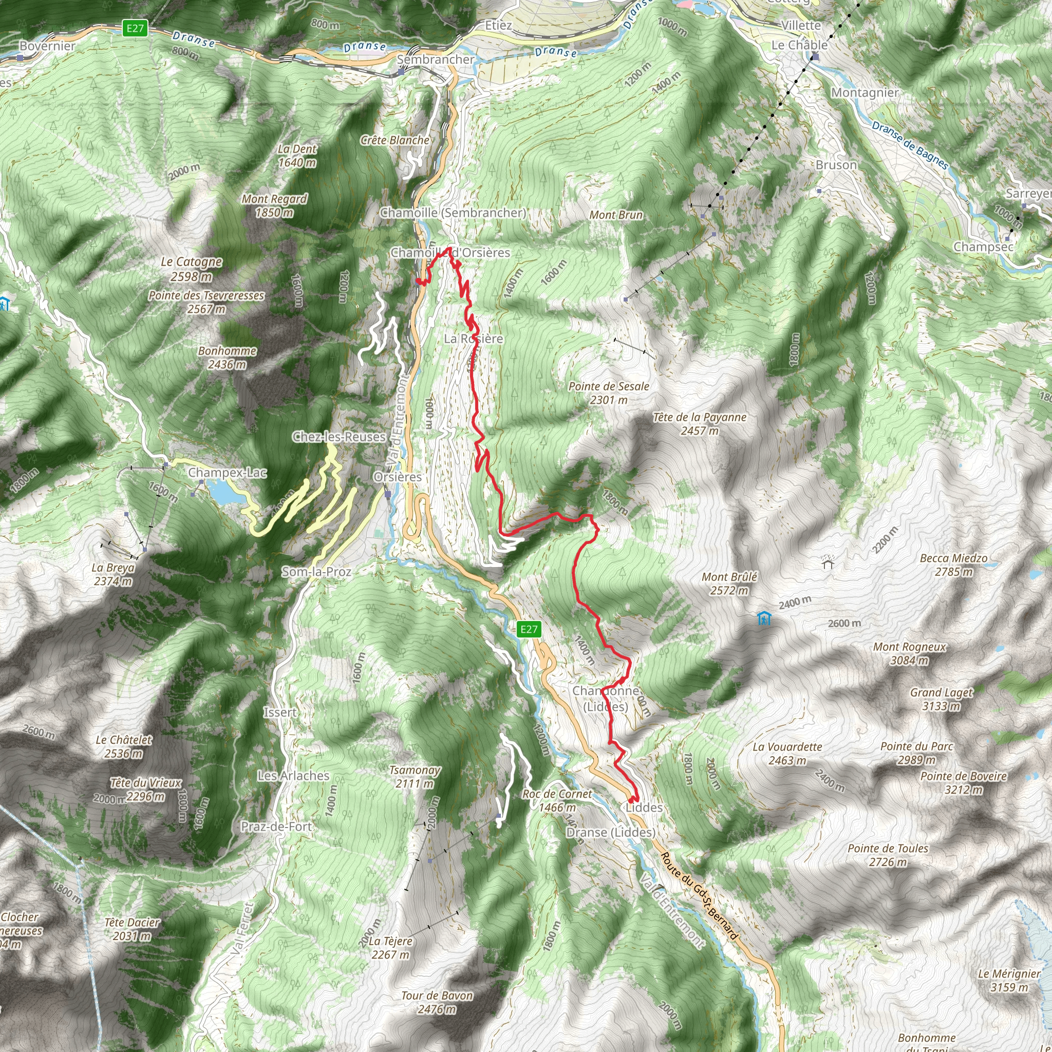 Chemin des villages et hameaux d'Entremont mobile static map