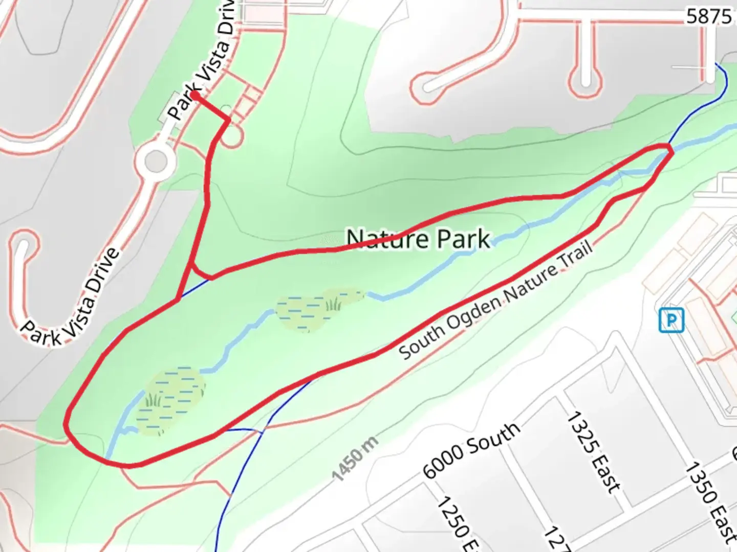 An image depicting the trail Nature Park Loop and its surrounding area.