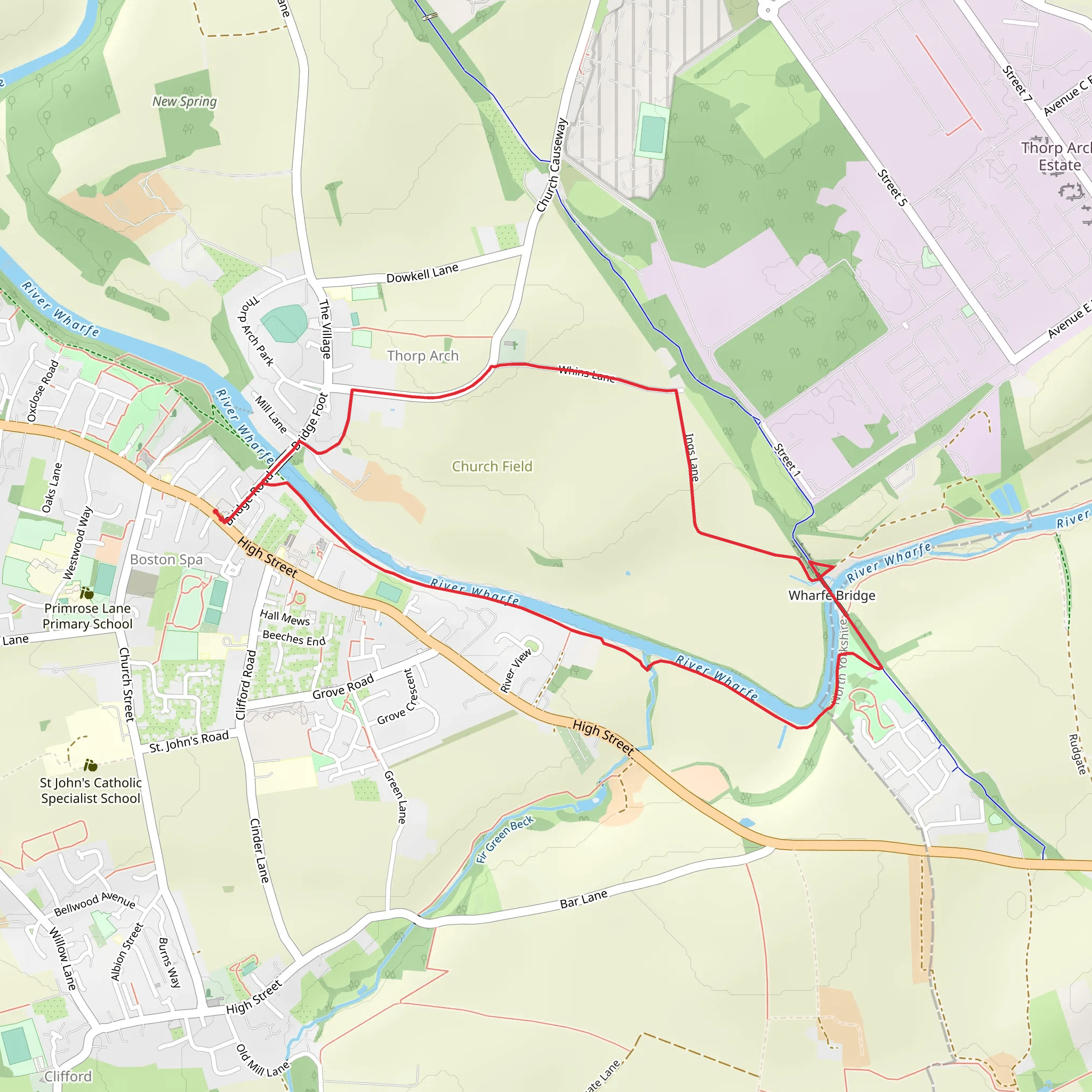 River Wharfe and Newton Kyme Viaduct Loop mobile static map