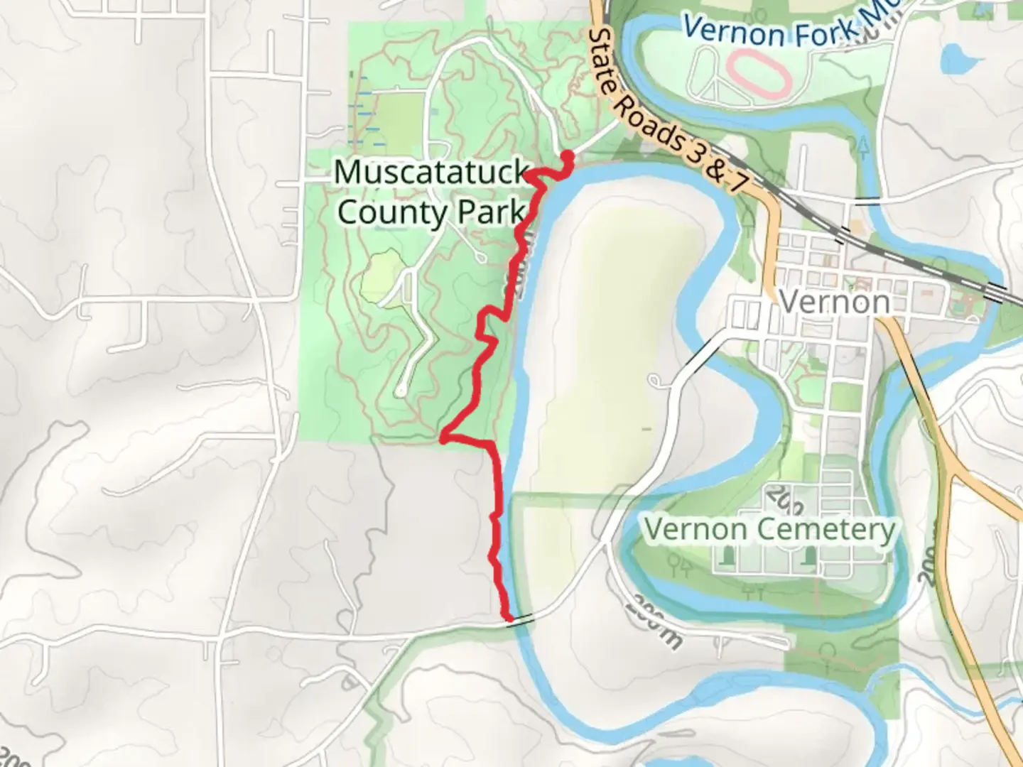 An image depicting the trail Vernon Fork Muscatatuck River and Blue Trail and its surrounding area.