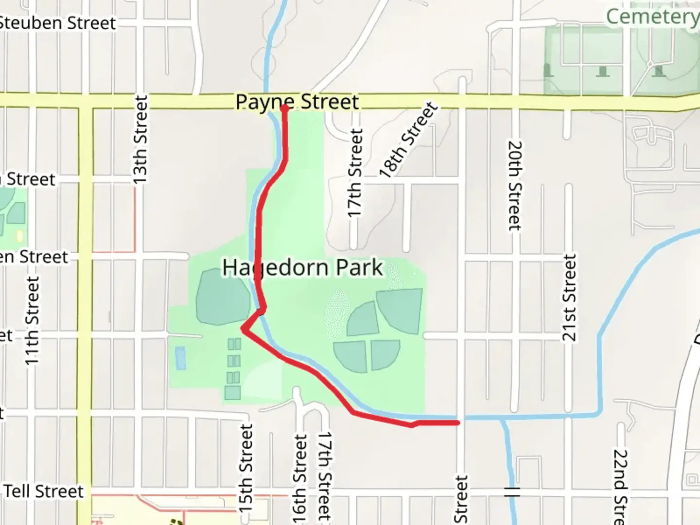 An image depicting the trail Hagedorn Park - Windy Creek Trail and its surrounding area.