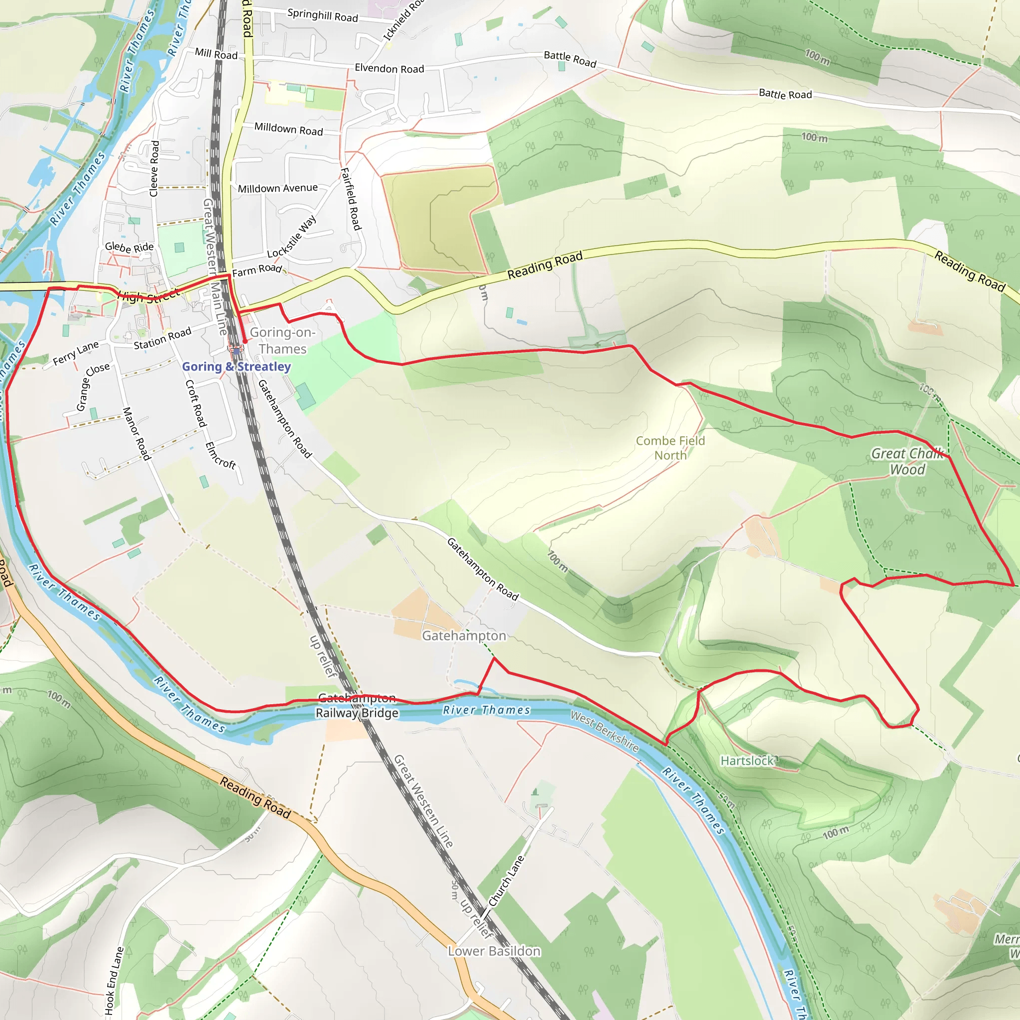 Goring on Thames to Gatehampton Loop mobile static map