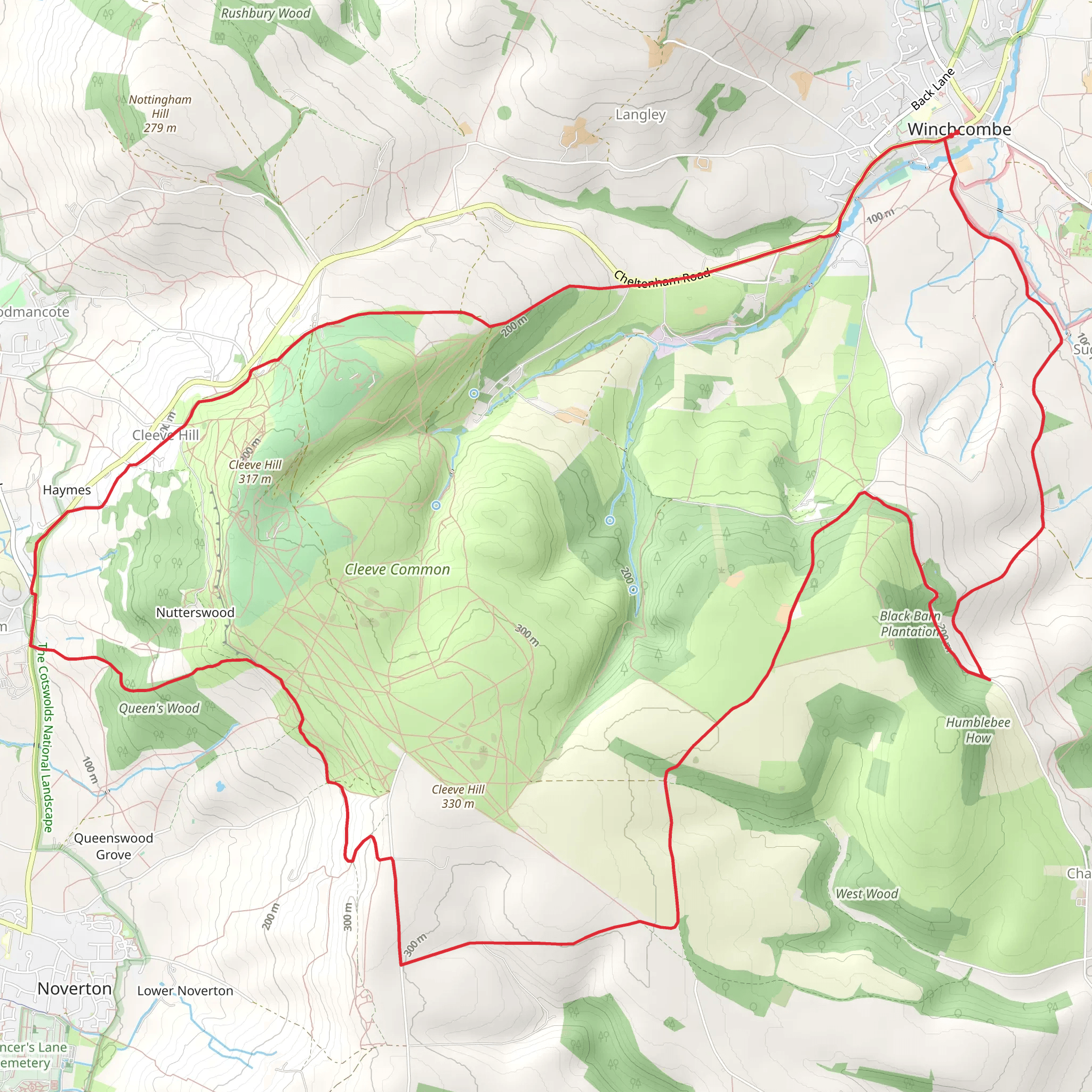 Winchcombe and Nutterswood Loop mobile static map