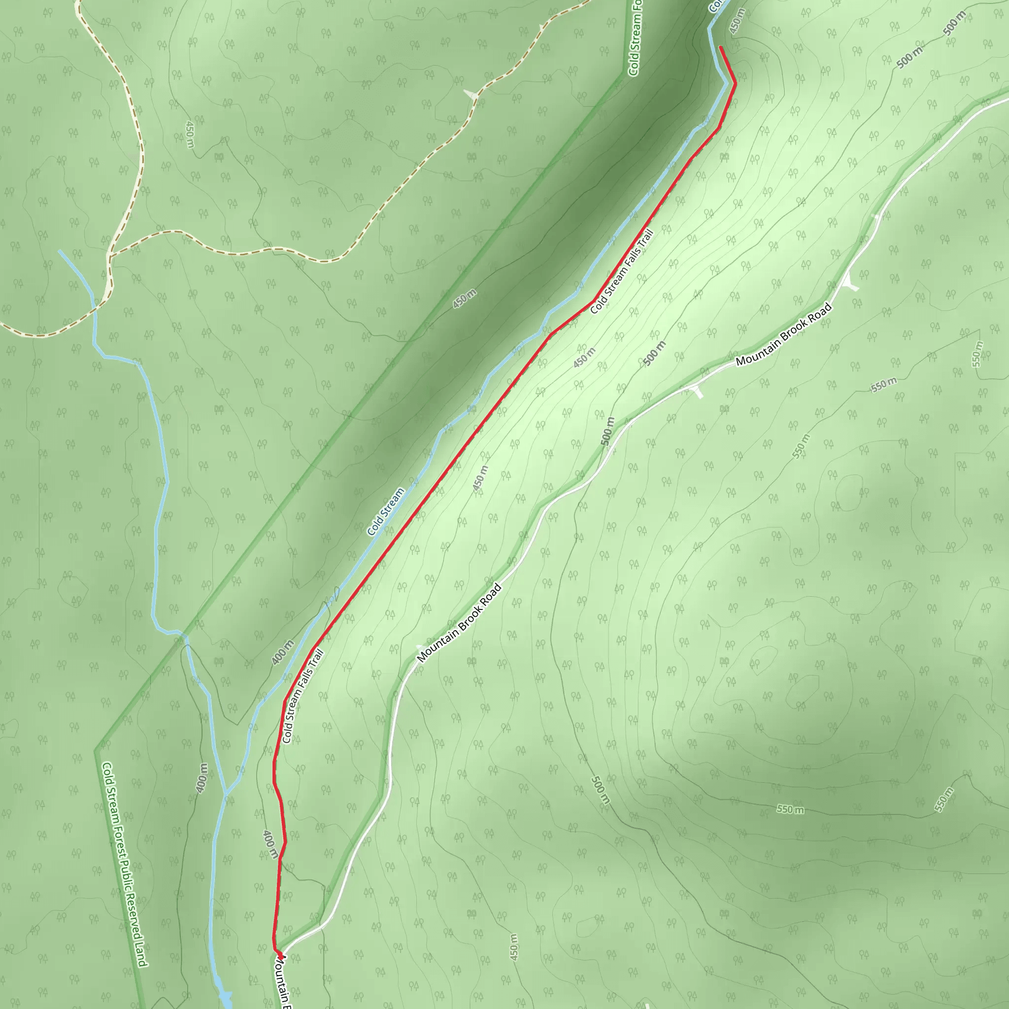 Cold Stream Falls Trail mobile static map