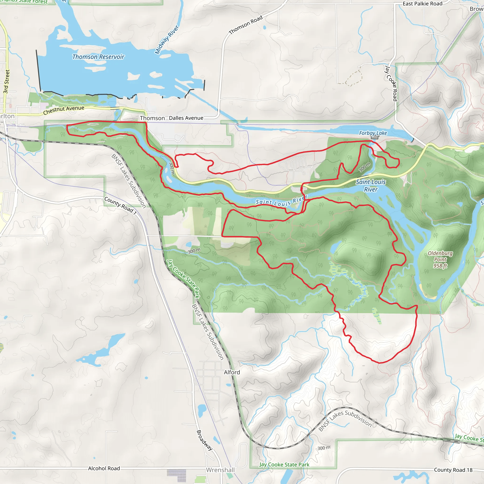 Saint Louis River, Summer Trail and Superior Hiking Loop Trail mobile static map