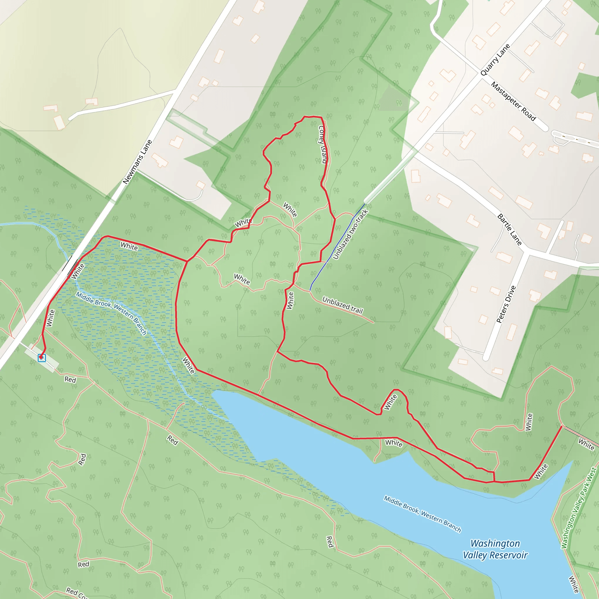 Washington Valley Reservoir North Loop mobile static map