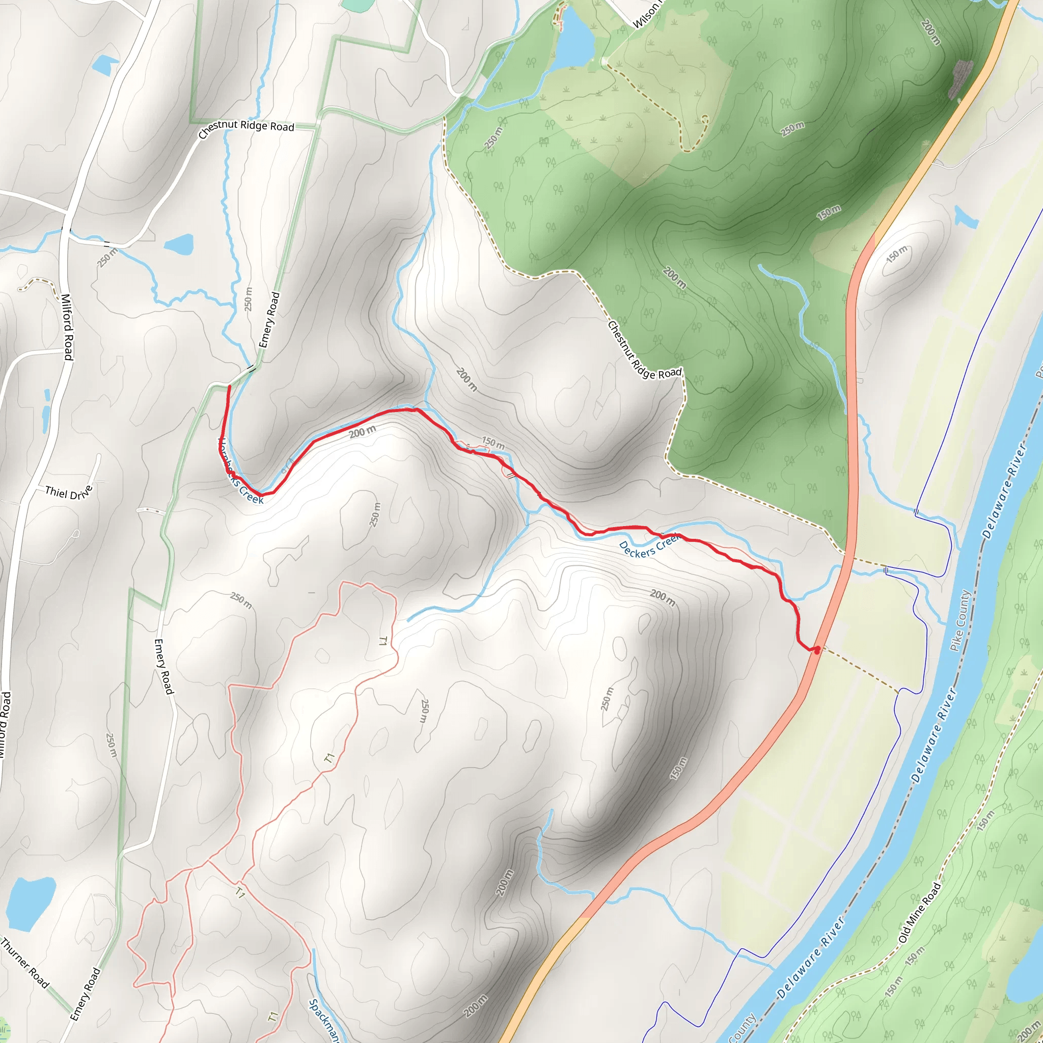 Hornbecks Creek Trail Out and Back mobile static map