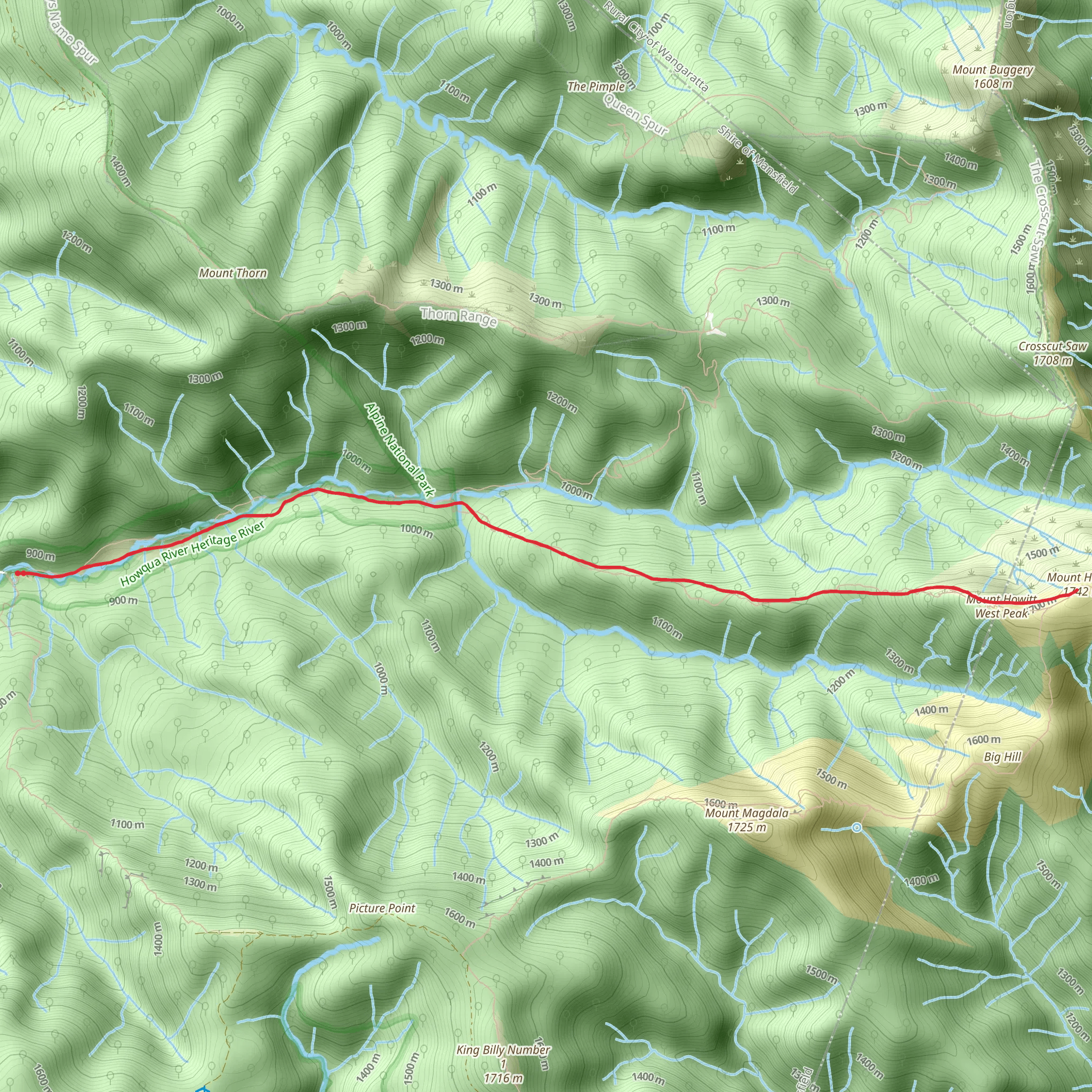 Mt Howitt Walking Track mobile static map