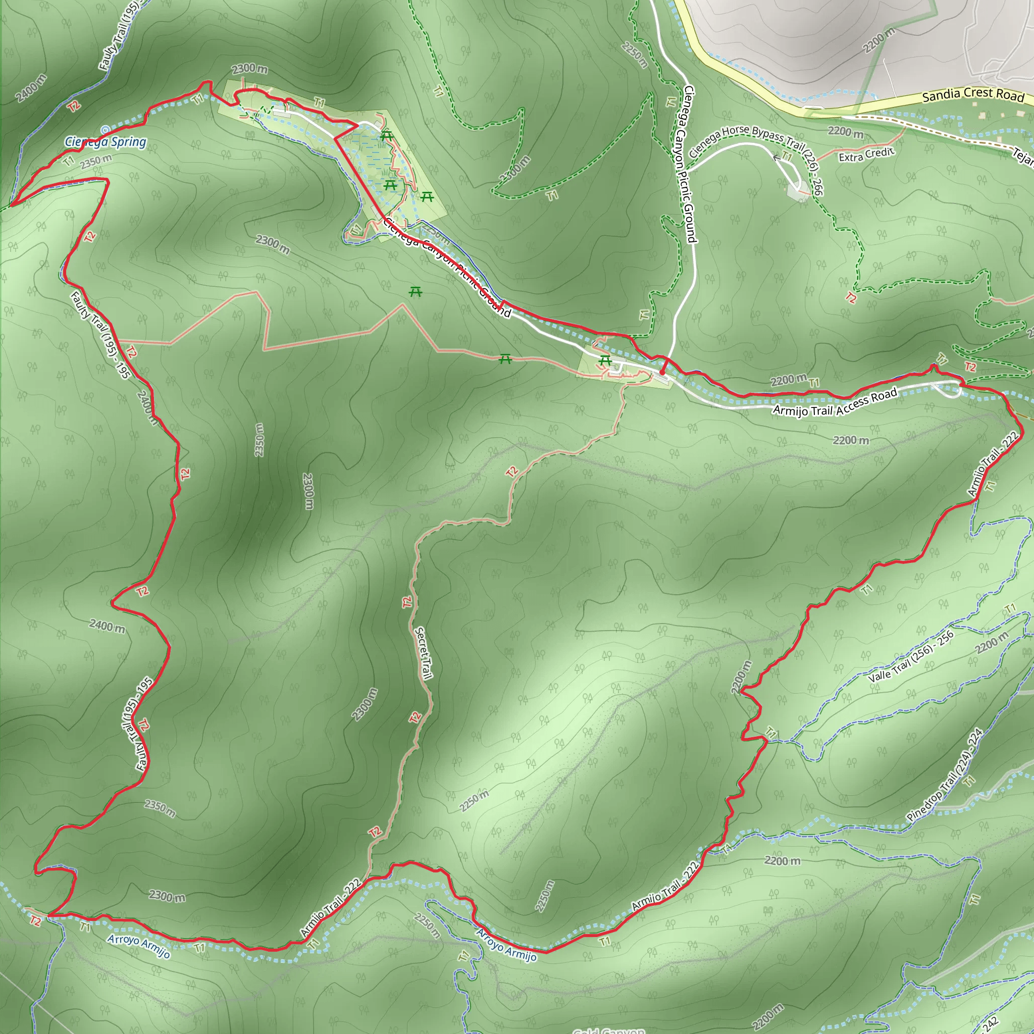 Armijo and Faulty Loop Trail mobile static map