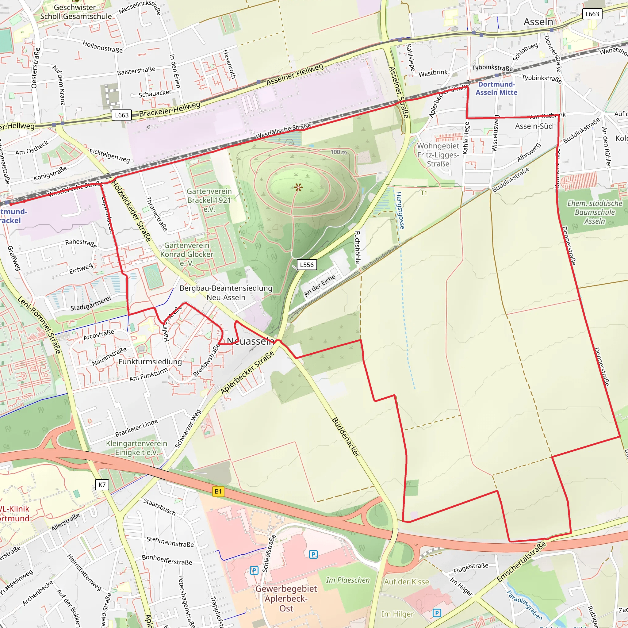 Brackel Rundweg and Wickeder Rundweg mobile static map