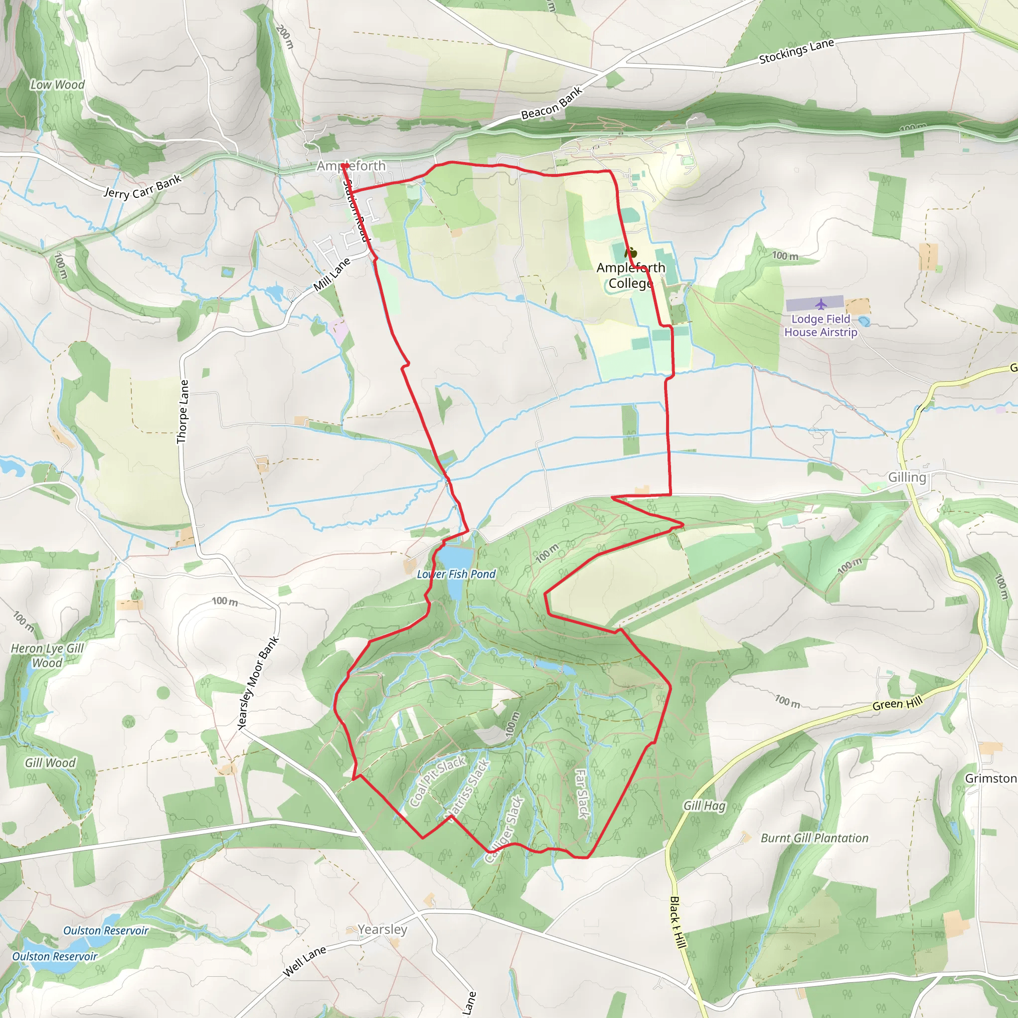 Yearsley Woods Loop from Ampleforth mobile static map