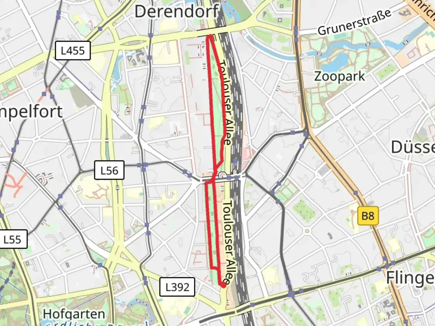 An image depicting the trail Maurice-Ravel-Park Loop and its surrounding area.