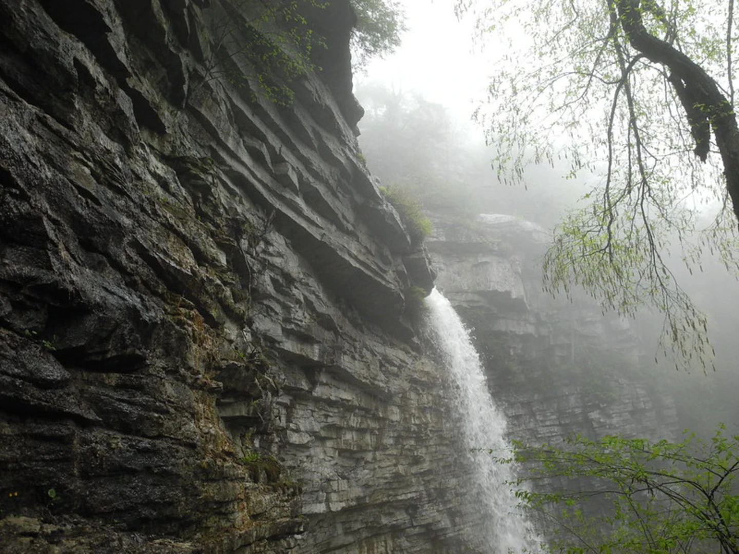 An image depicting the trail Awosting Falls and Minnewaska Lake and its surrounding area.