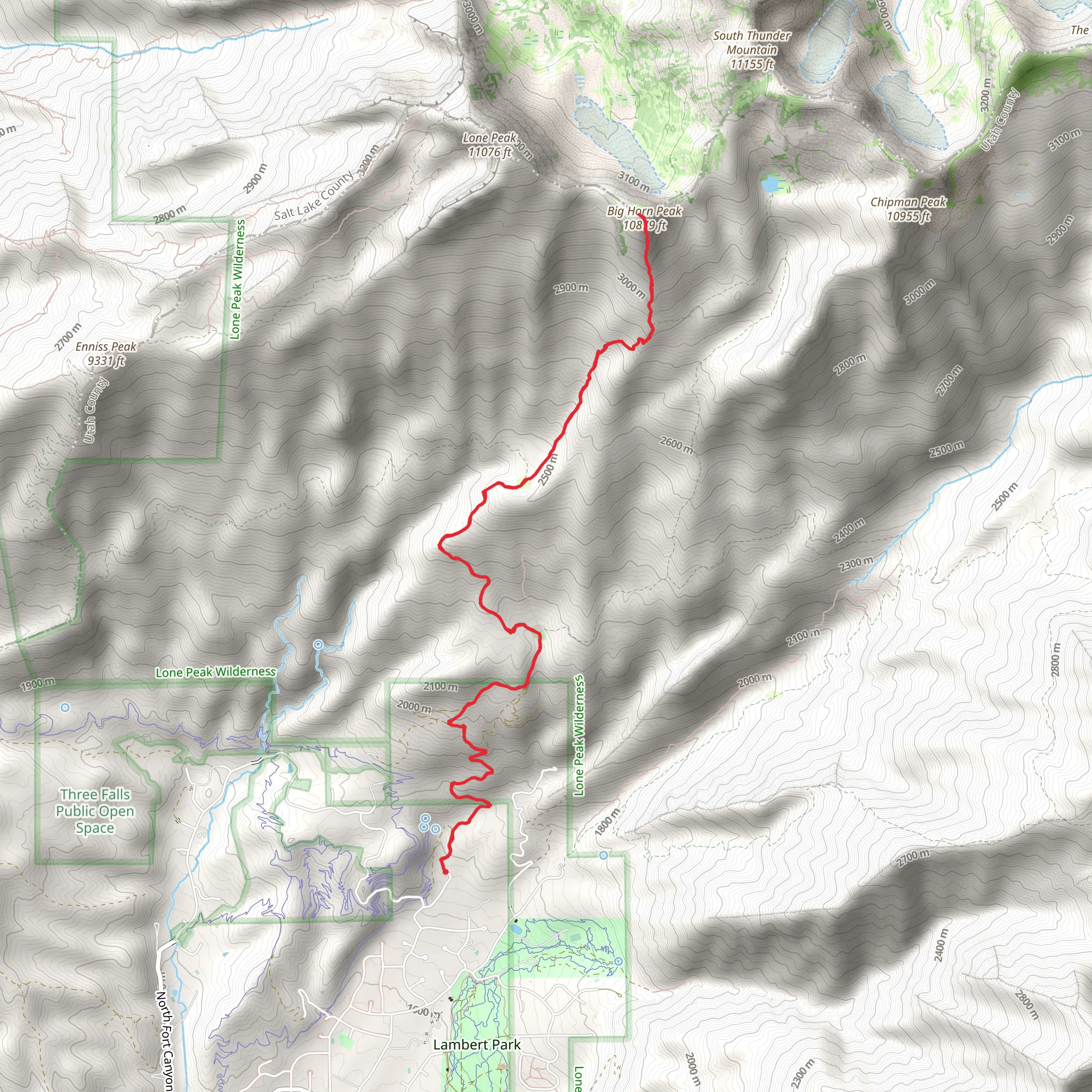 Big Horn Peak via Second Hamongog Trail mobile static map