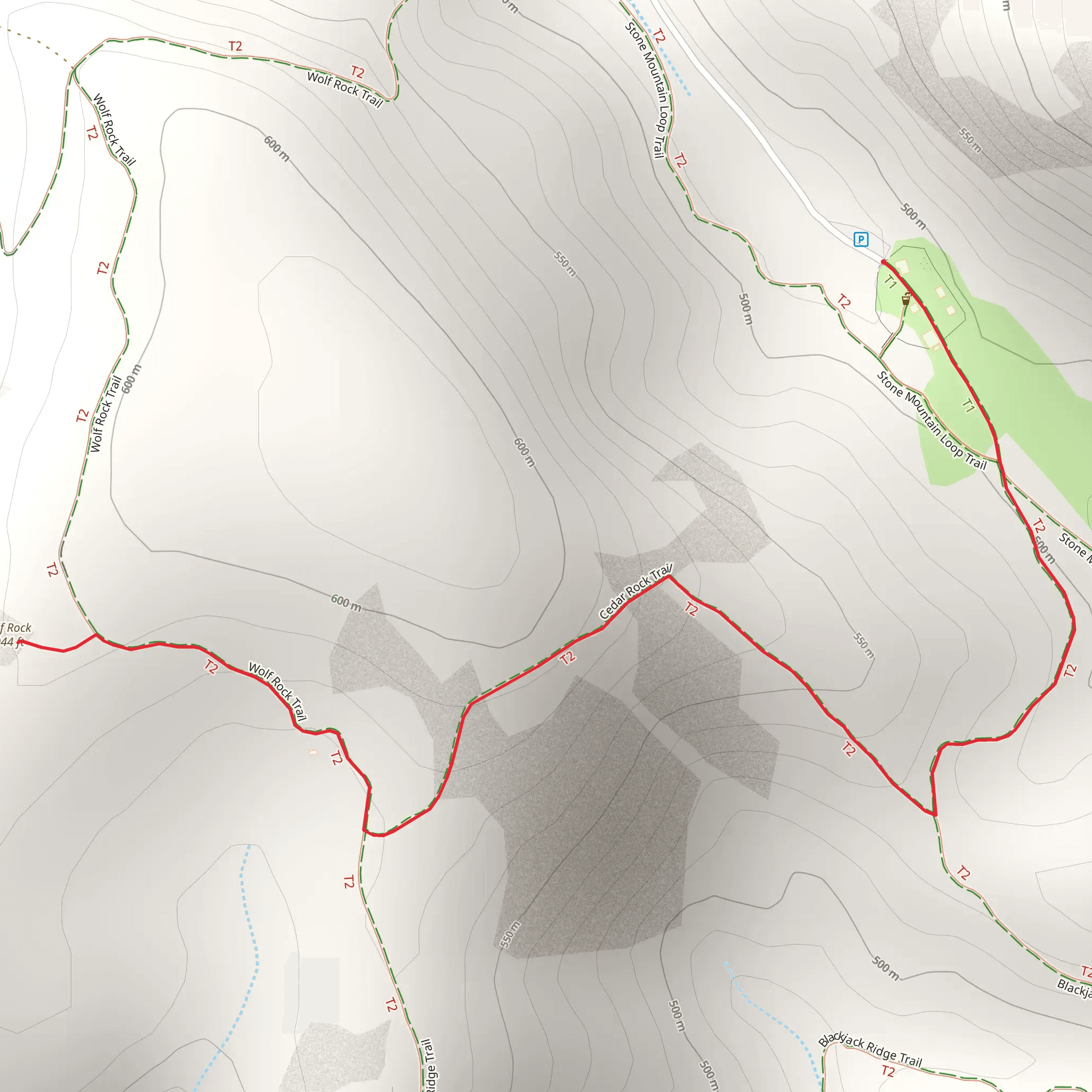 Wolf Rock via Cedar Rock Trail mobile static map