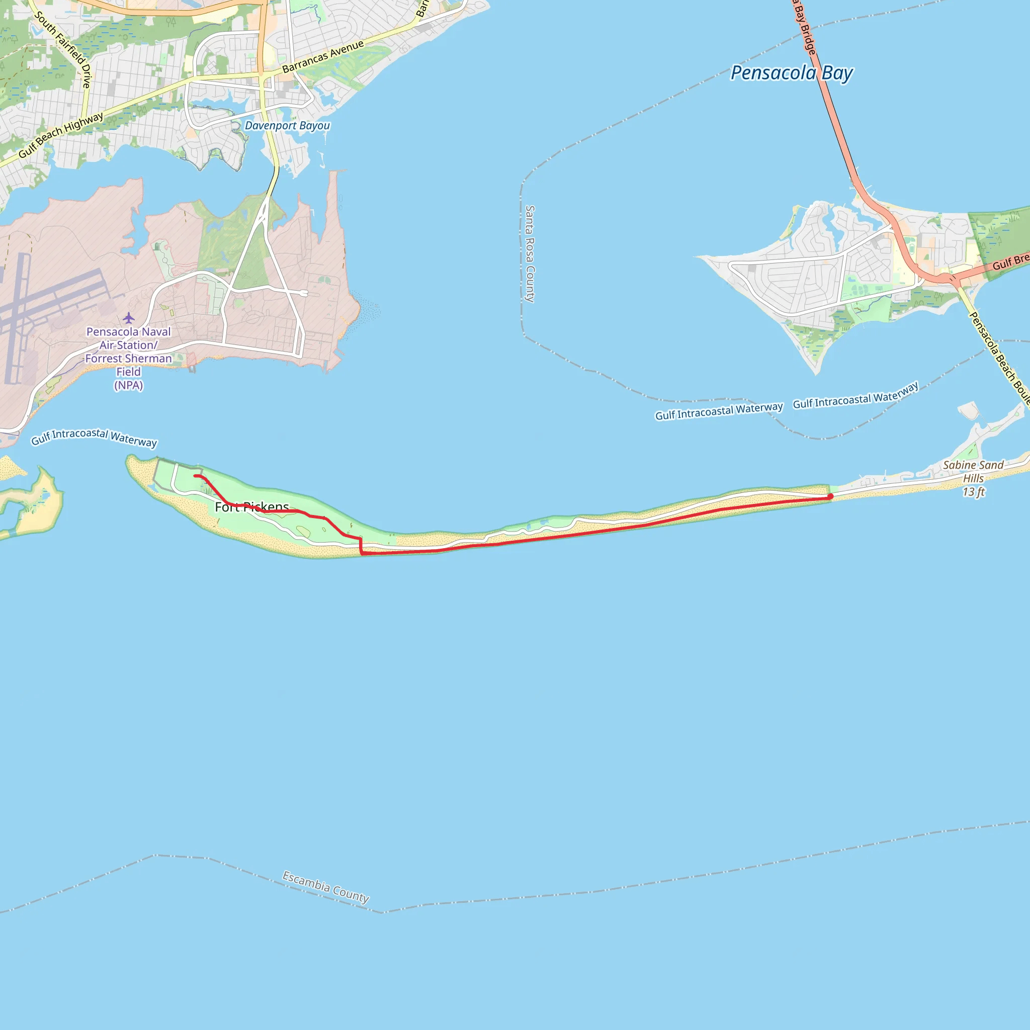 Florida Trail to Fort Pickens mobile static map