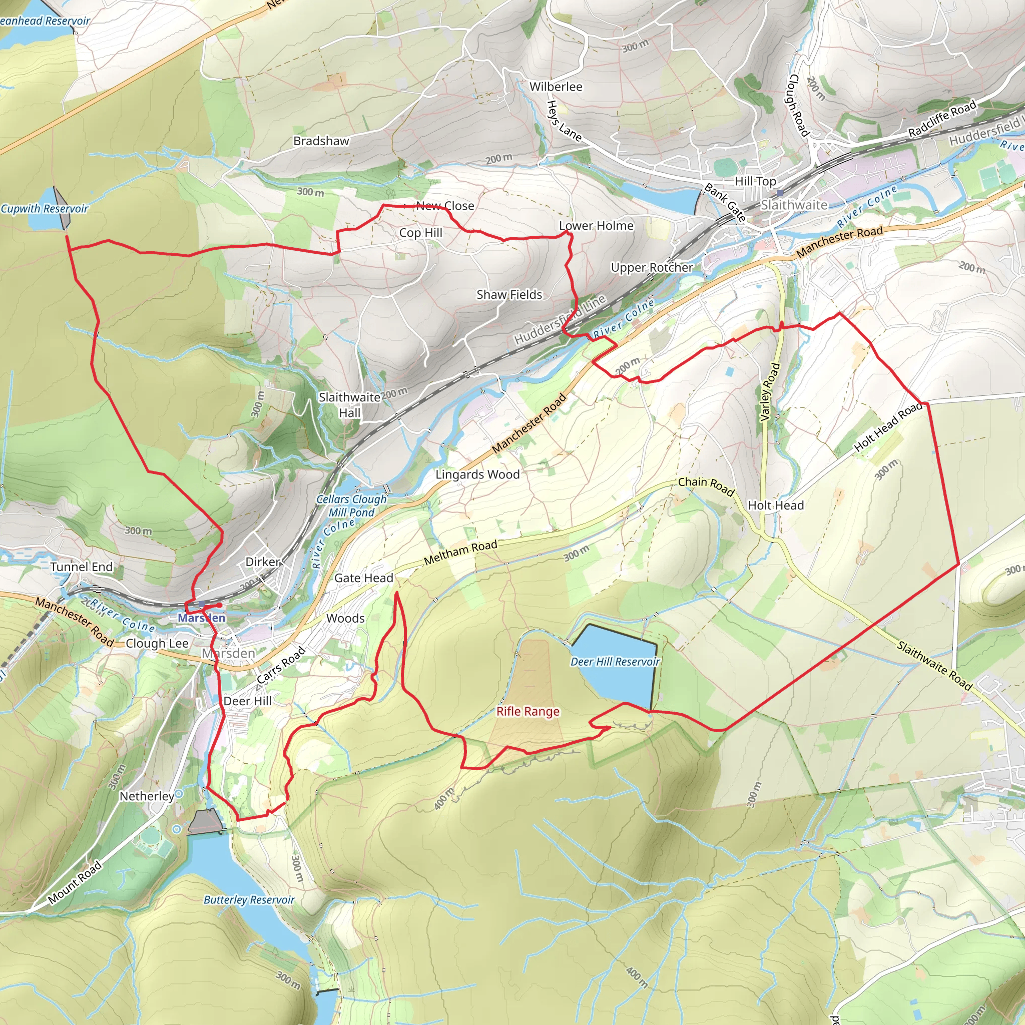 Cupwith and Shooter's Nab from Marsden mobile static map