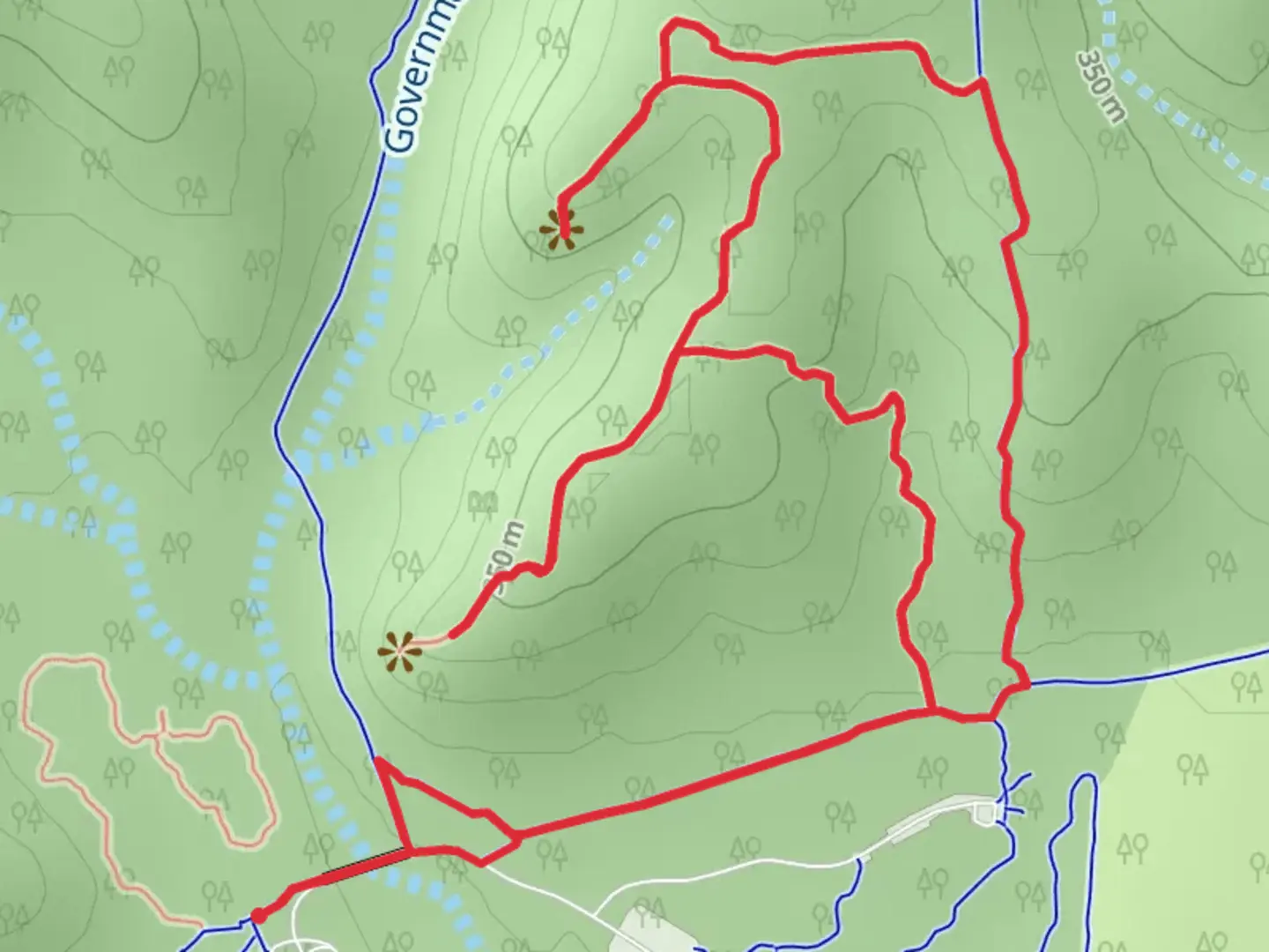 An image depicting the trail Bluff Spurs Loop and its surrounding area.