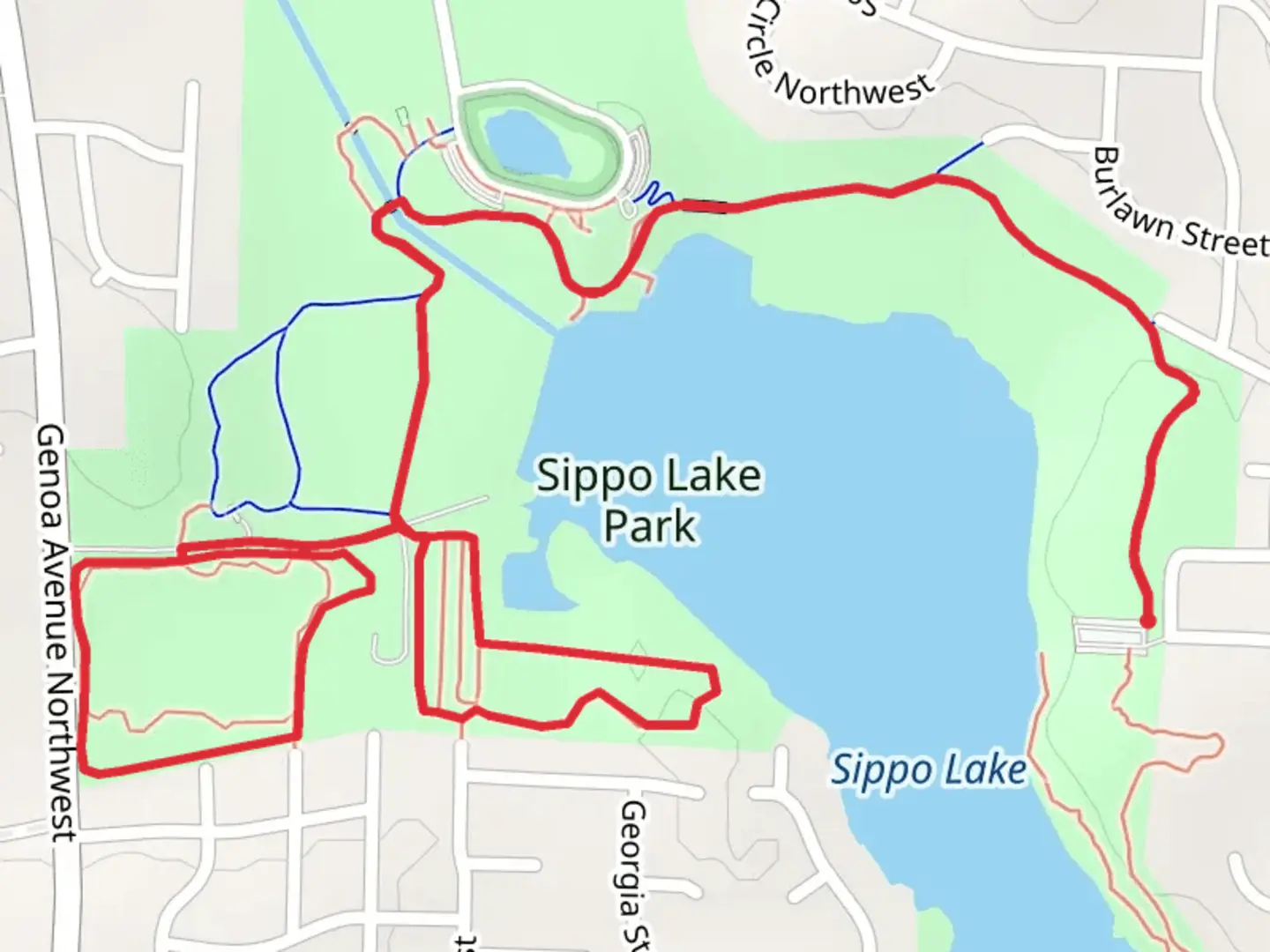An image depicting the trail Wetland - Cottonwood - Lonesome Pine and Sippo Lake Trail and its surrounding area.