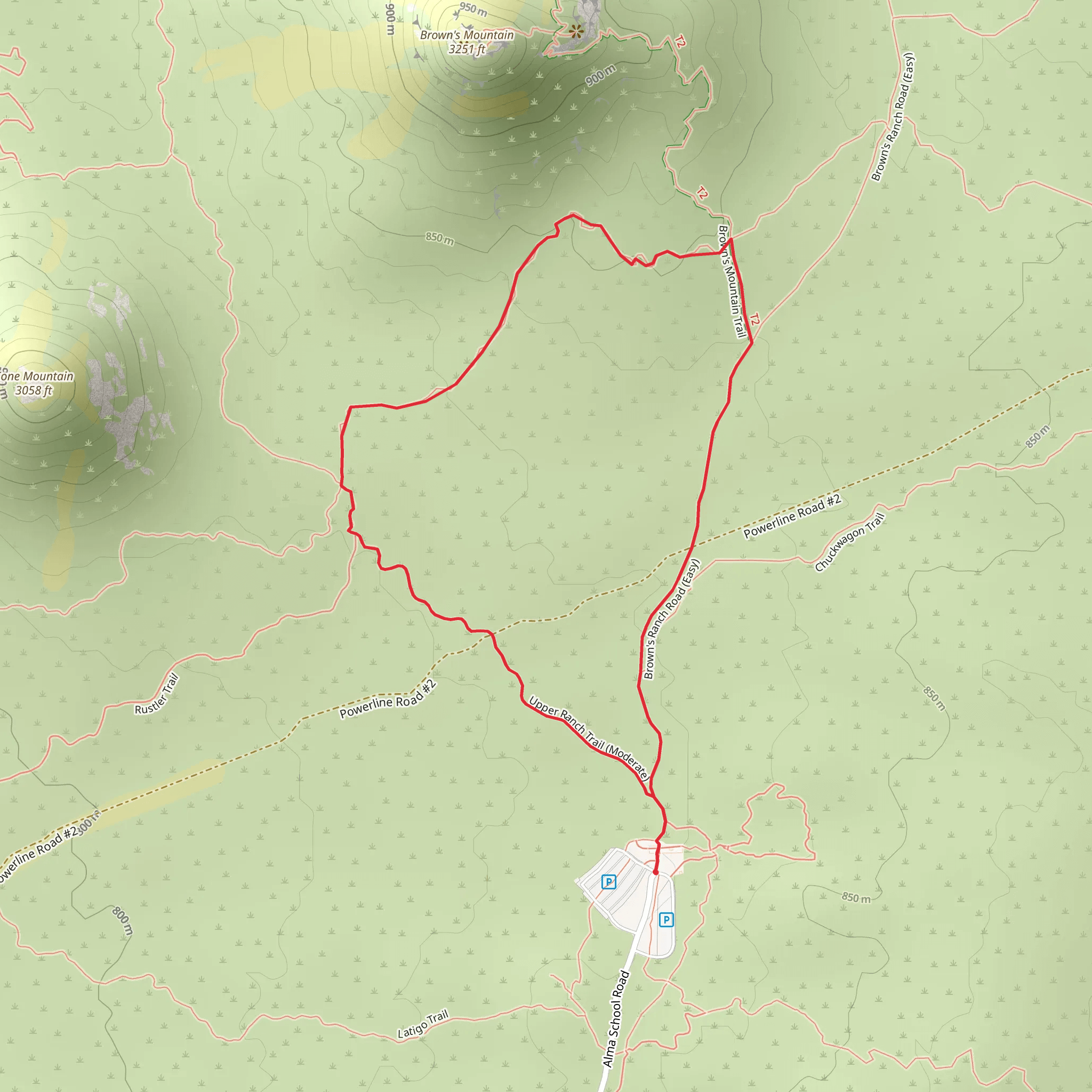 Upper Ranch T- Brown's Ranch - Wrangler Loop mobile static map