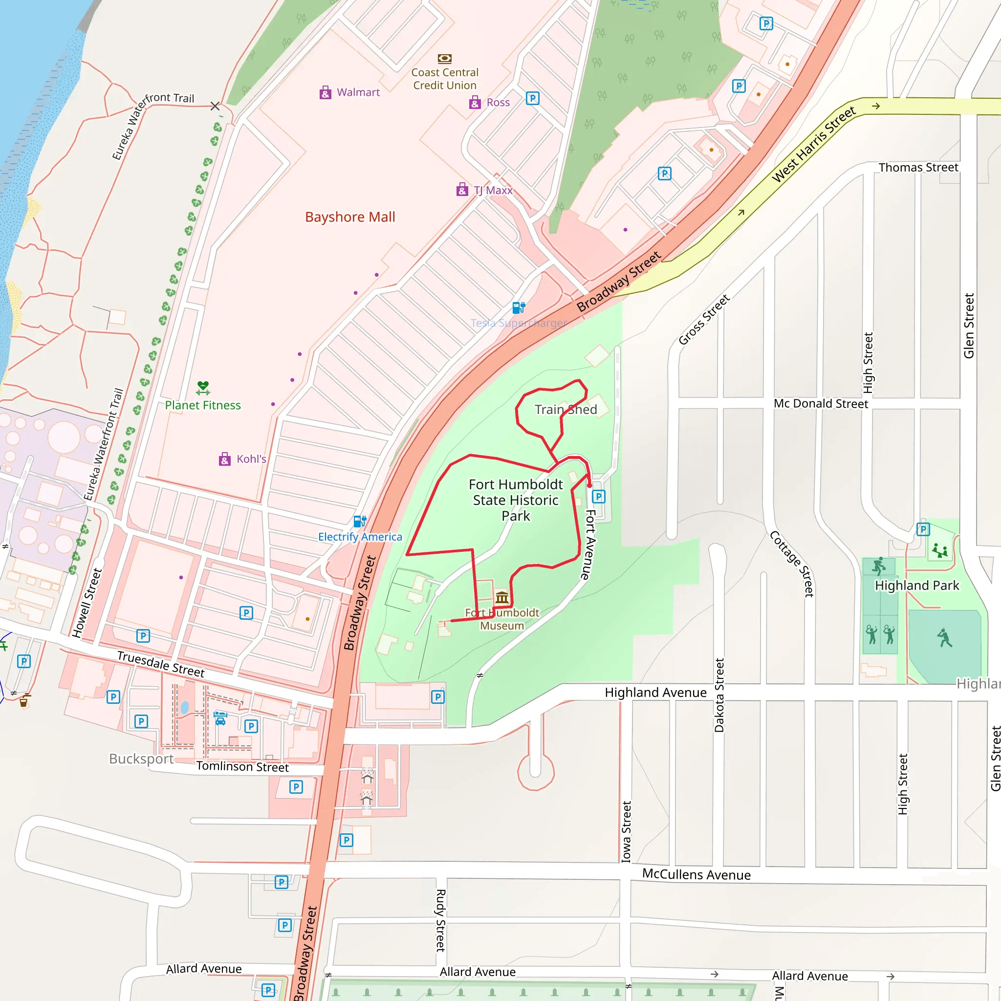 Fort Humboldt State Historic Park Loop mobile static map