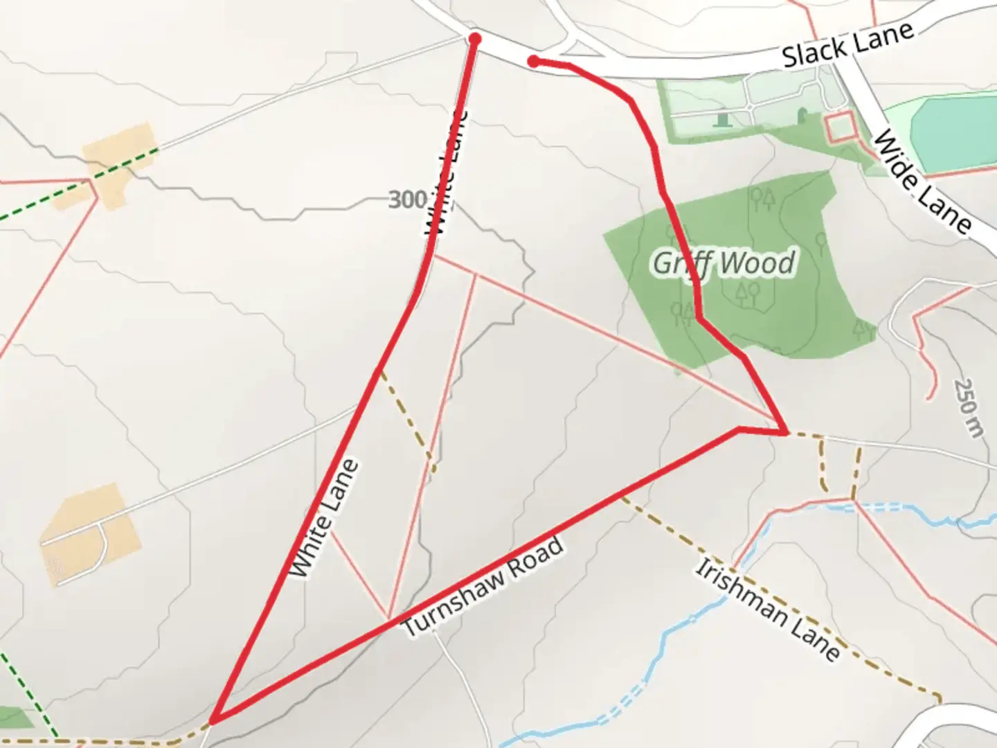 An image depicting the trail Griff Wood Loop and its surrounding area.