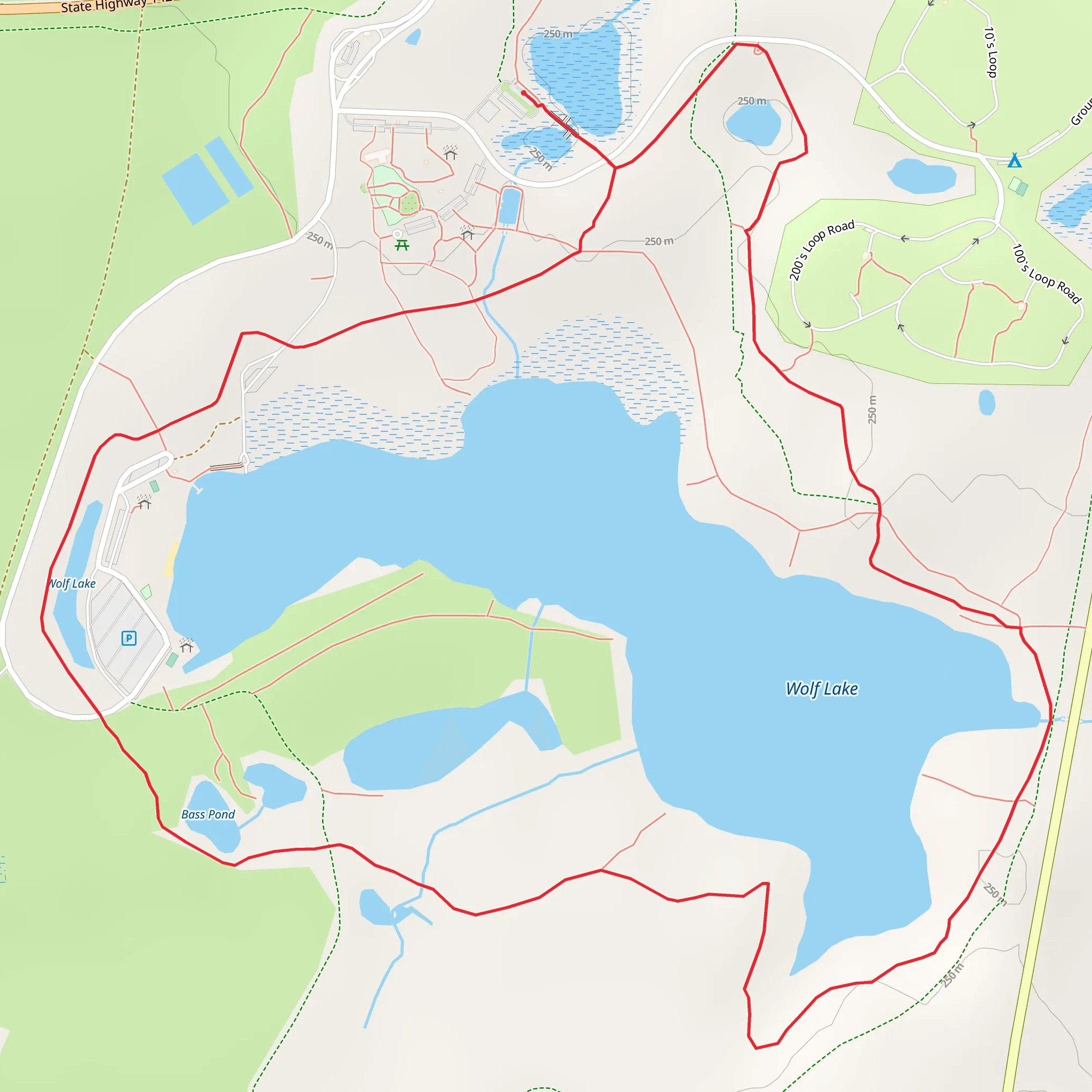 Wolf Lake - Blue Loop Trail mobile static map