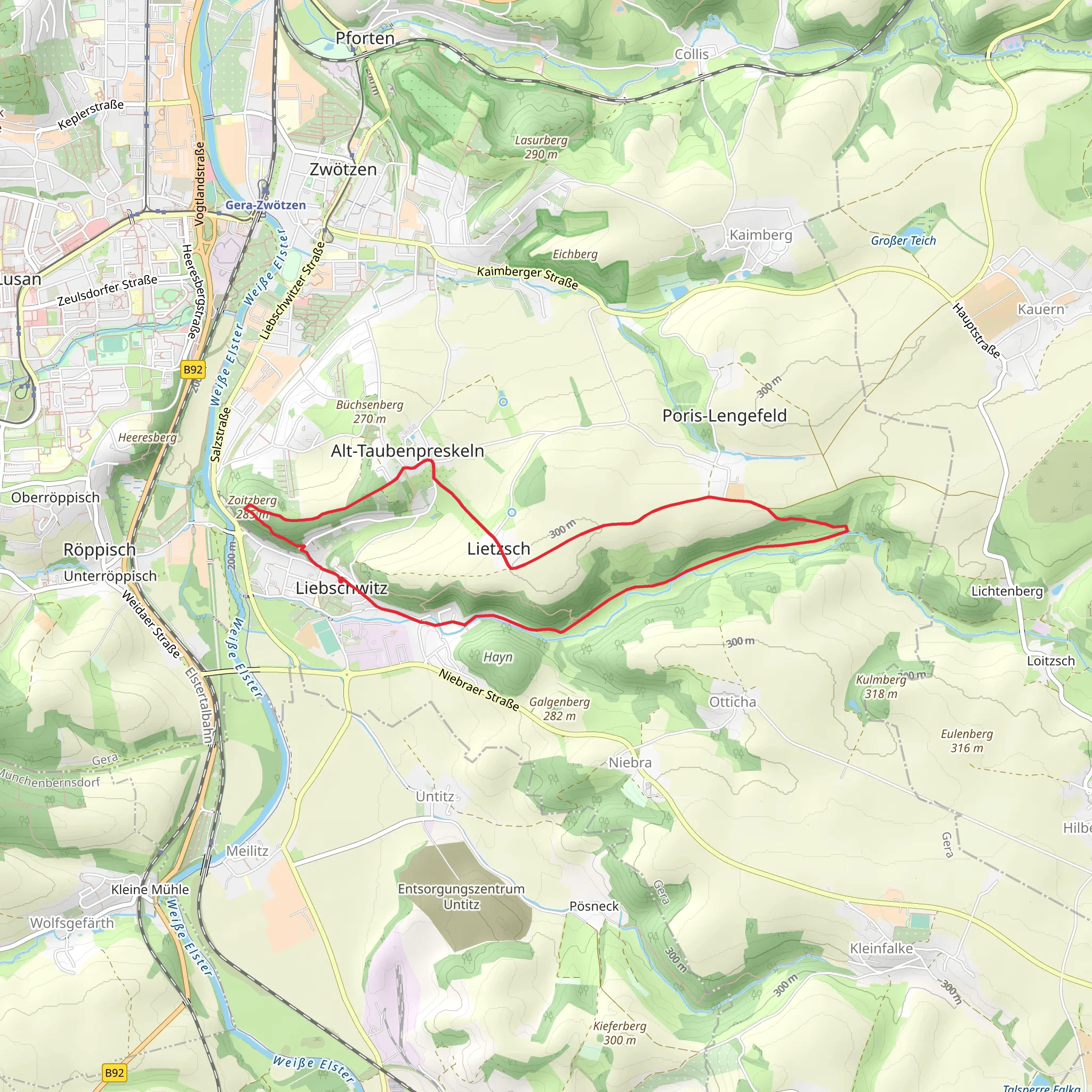 Zoitzberg via Thueringenweg mobile static map