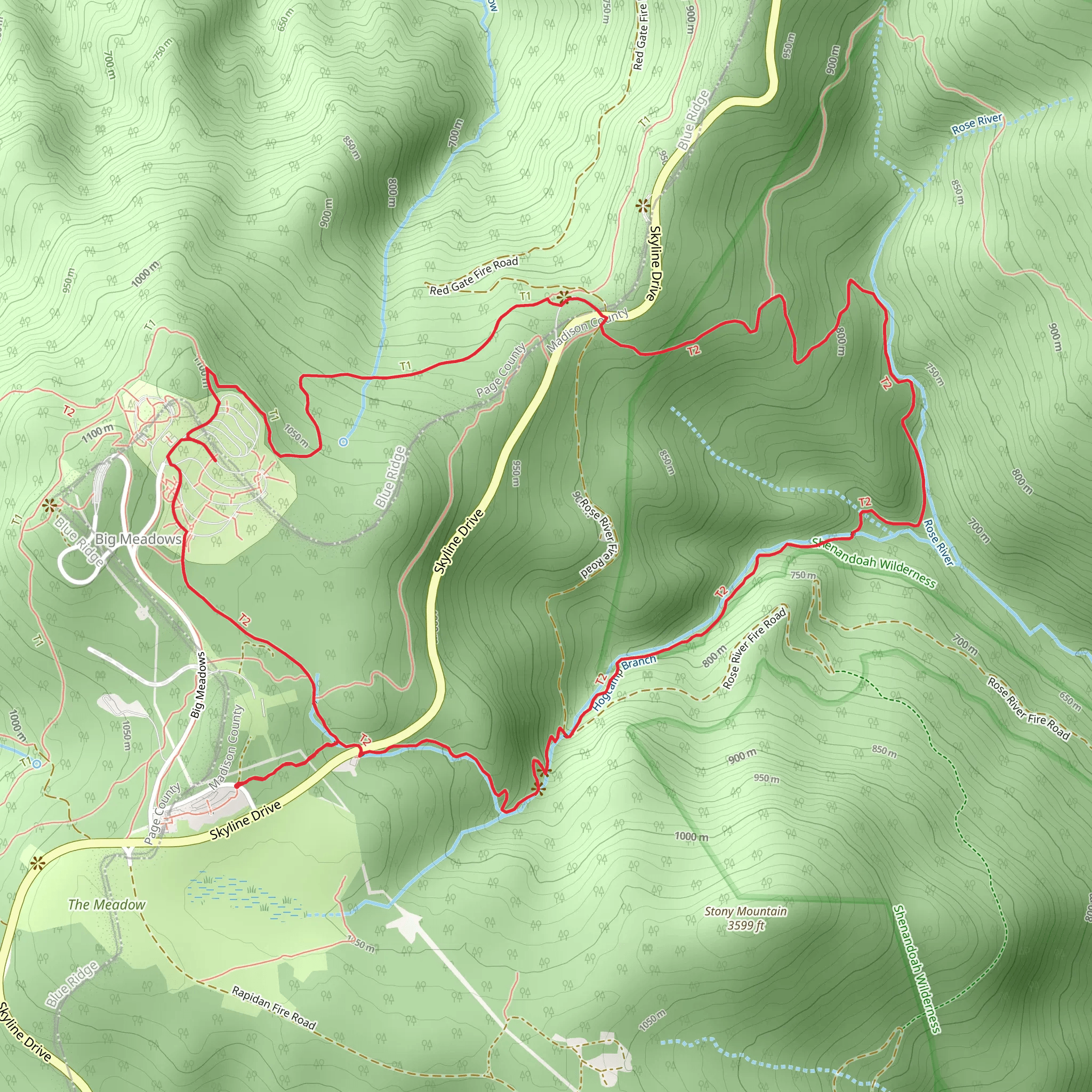 Dark Hollow Falls - Story of the Forest - Rose River Loop Trail mobile static map