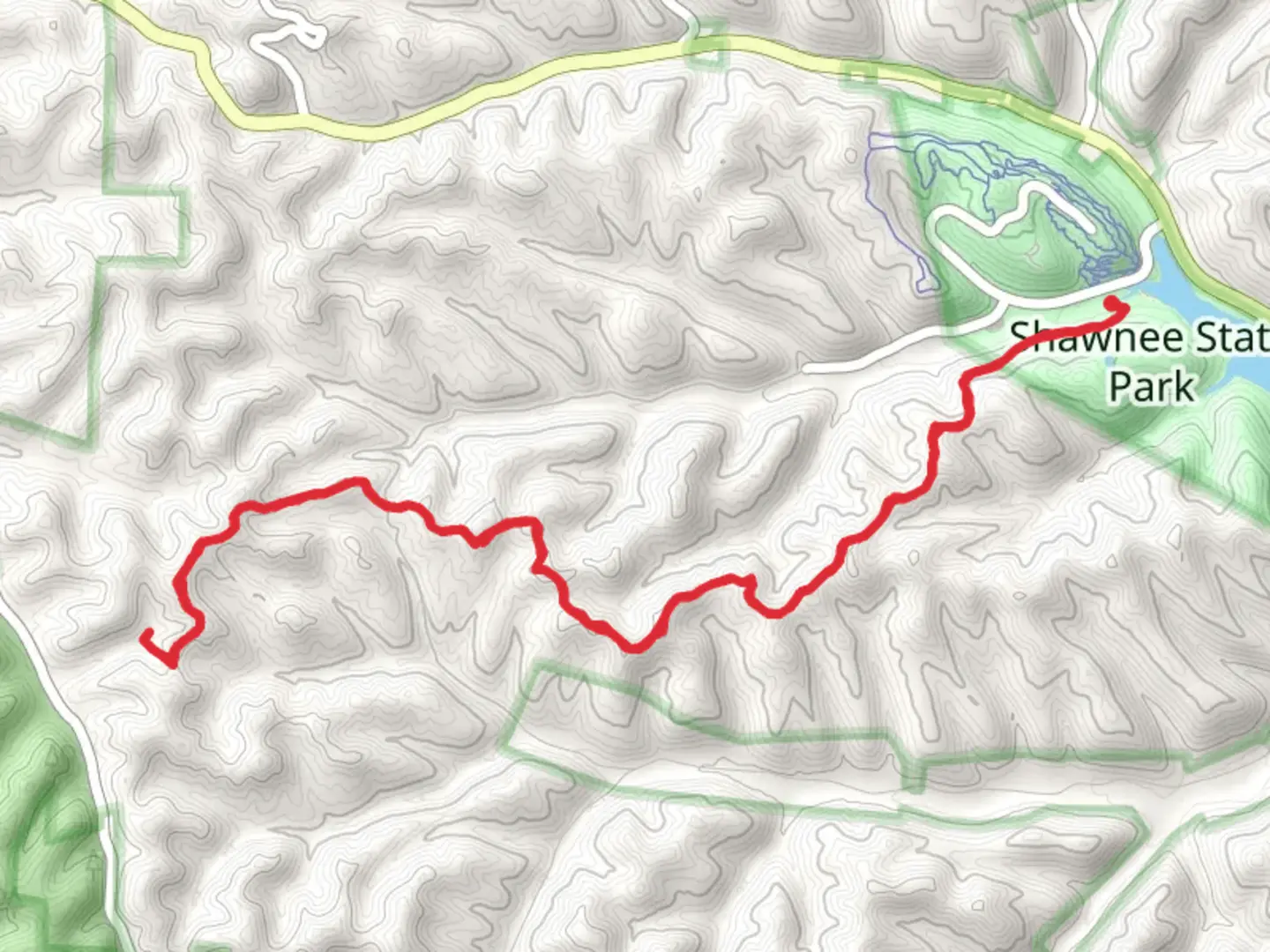 An image depicting the trail Backpack Main Trail South Loop - Turkey Creek Lake and its surrounding area.