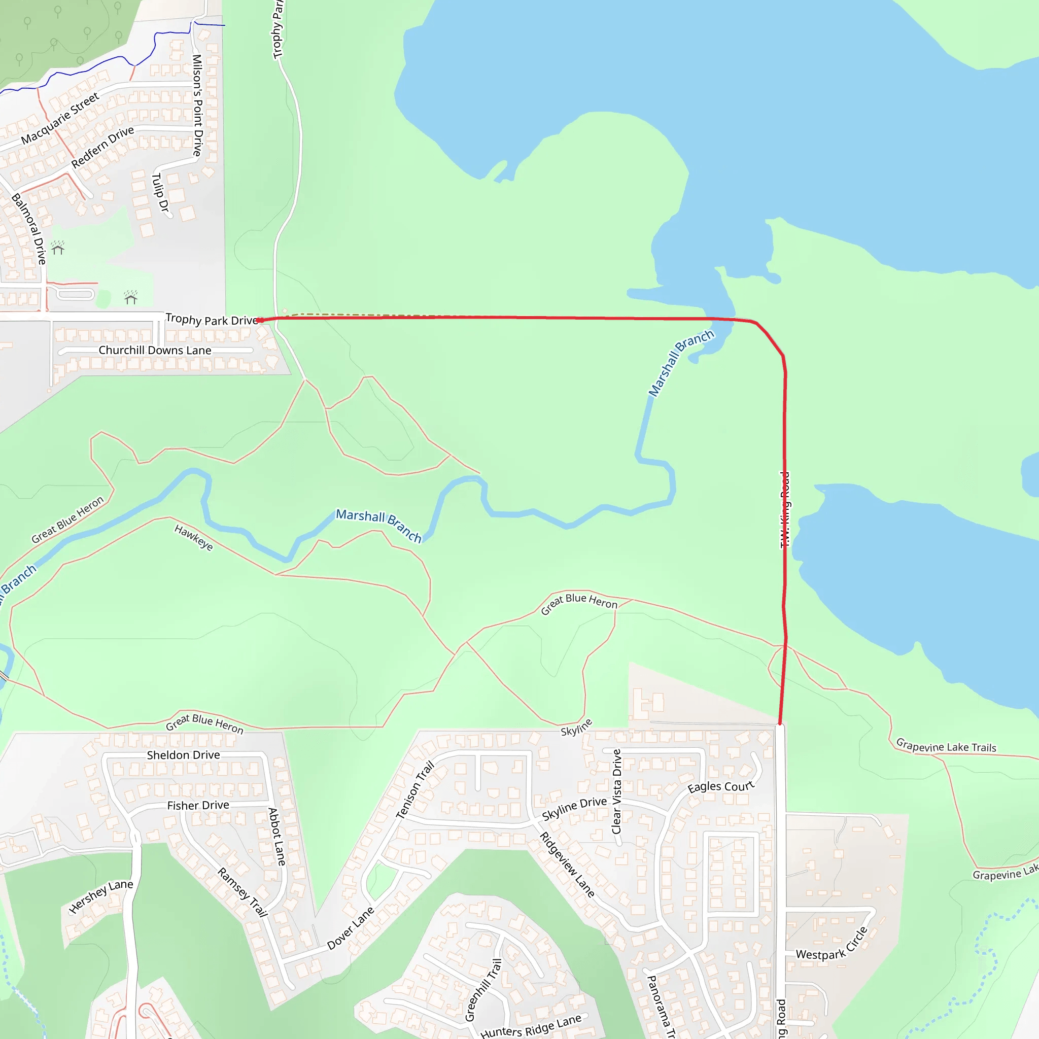 Marshall Creek Road and TW King Road mobile static map