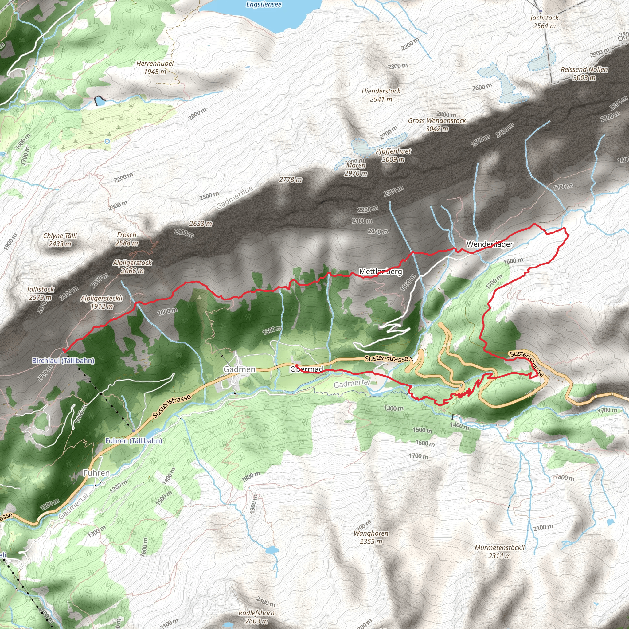 Tällihütte to the flower meadows at the foot of the Titlis mobile static map