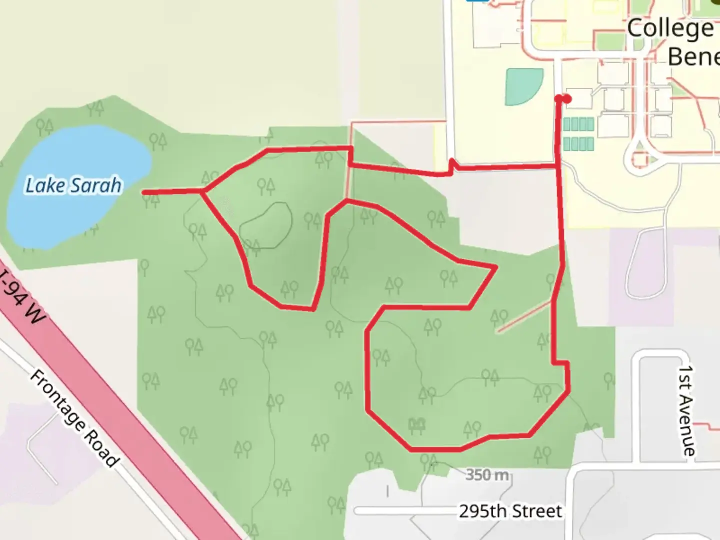 An image depicting the trail Lake Sarah Loop and its surrounding area.