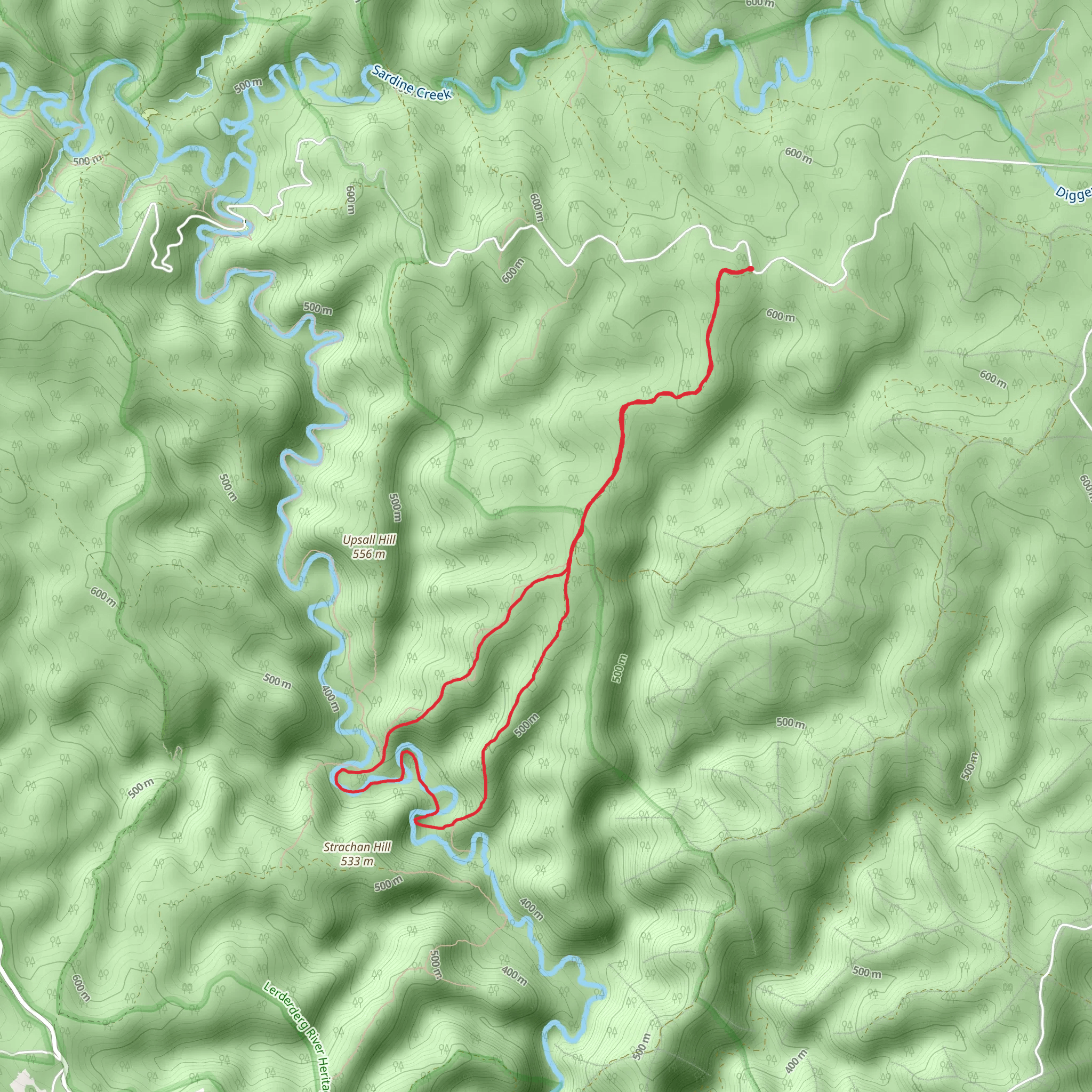 Spanish Onion and Lerderderg Track mobile static map