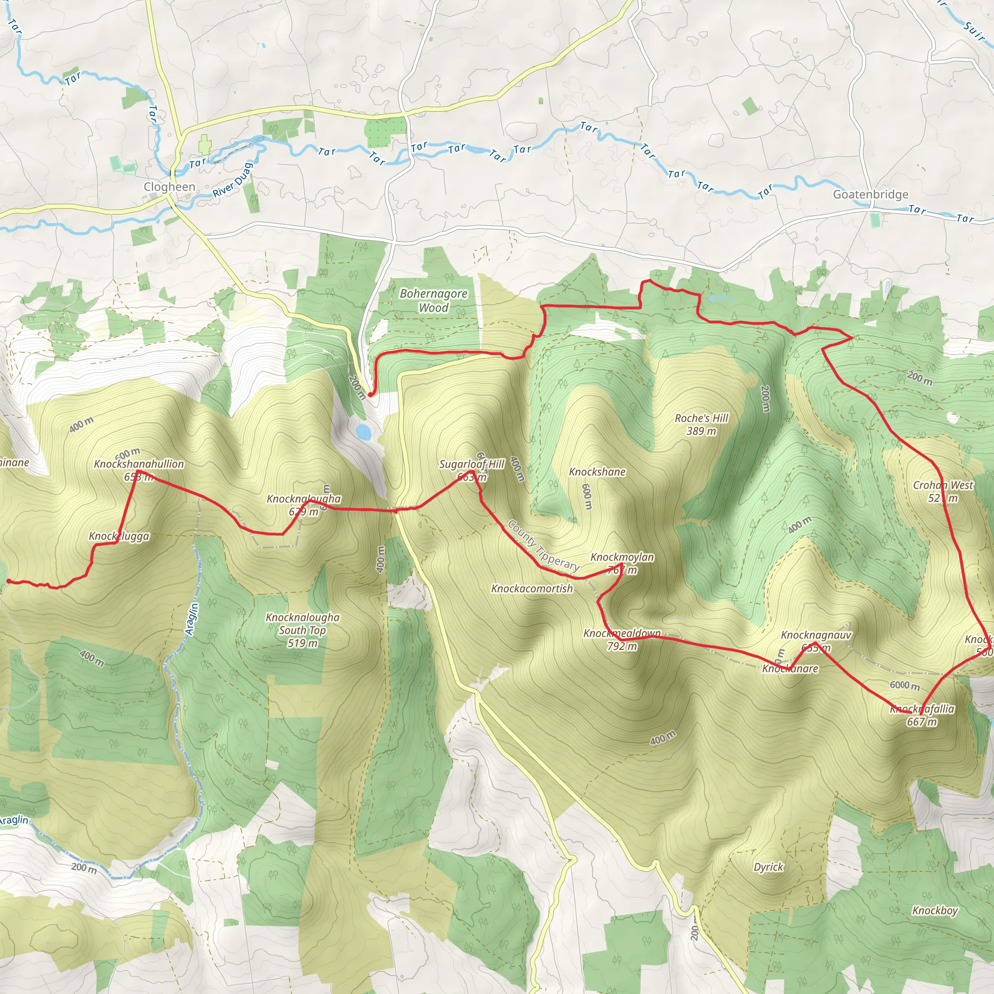 Crohan West and Knocknalougha Walk via East Munster Way mobile static map