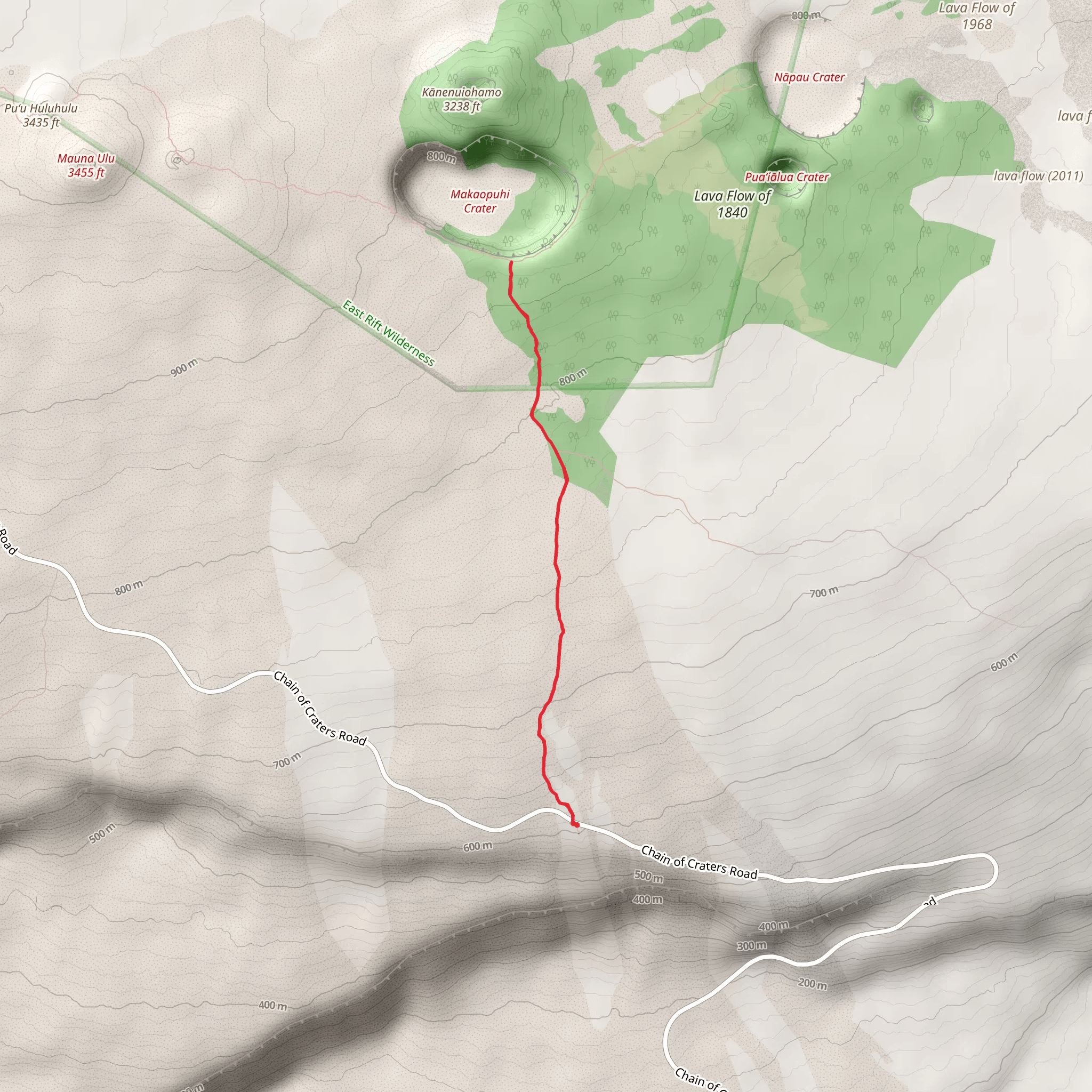 Makaopuhi Crater via Nāulu Trail mobile static map