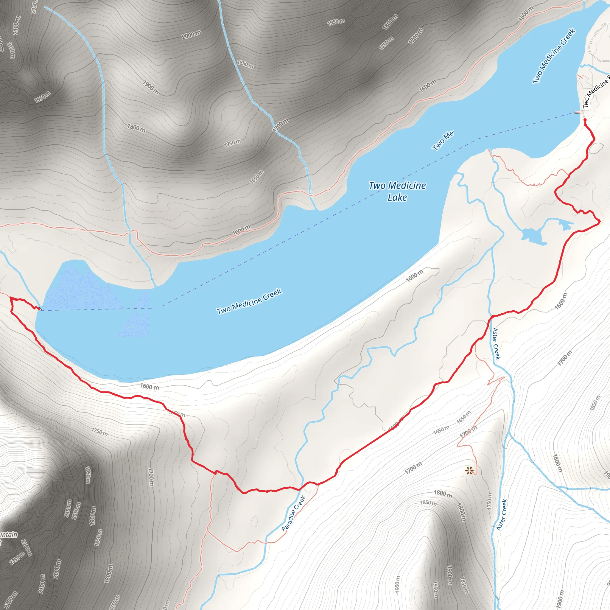 Two Medicine Lake Out and Back mobile static map