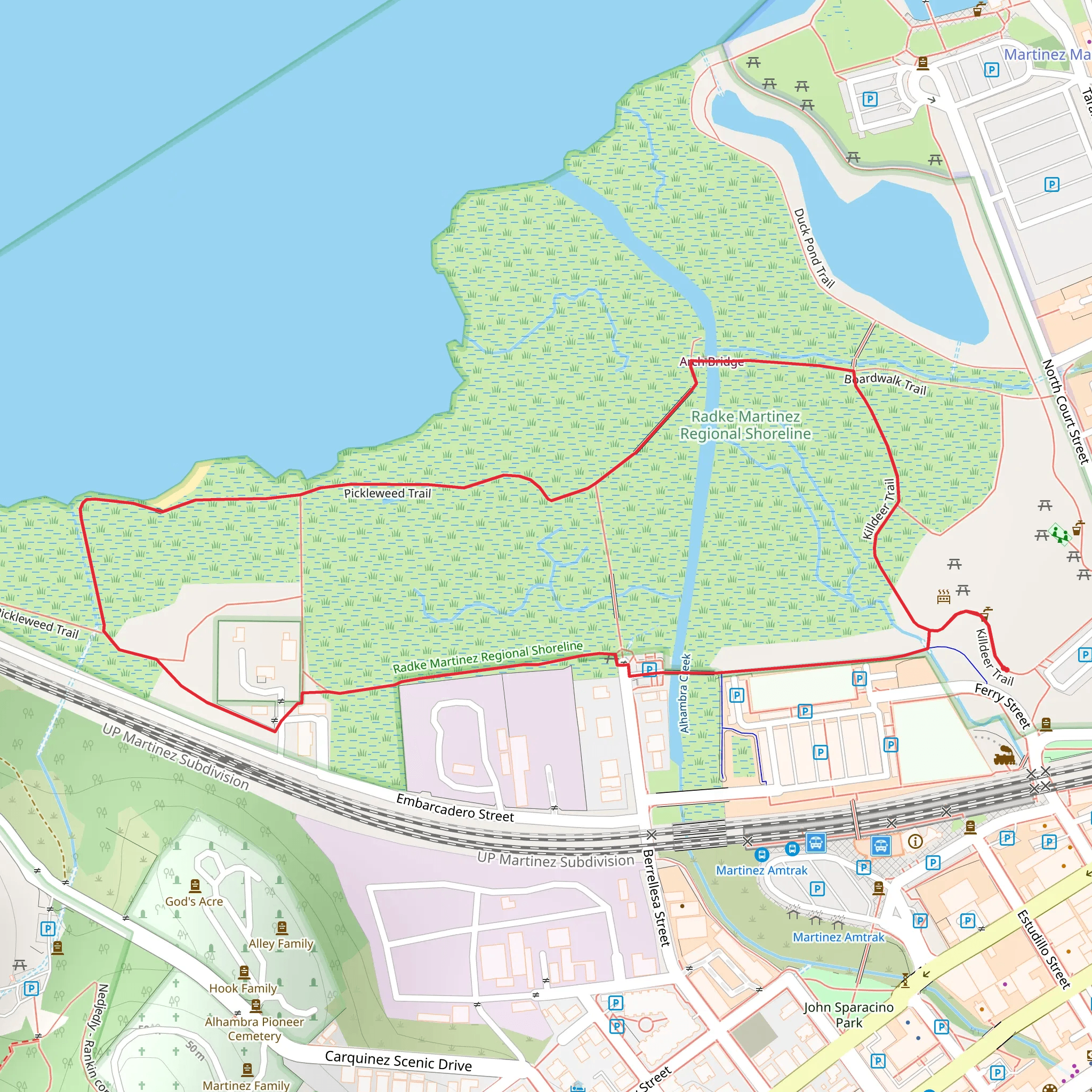Grangers Wharf Trail and Pickleweed Loop Trail mobile static map