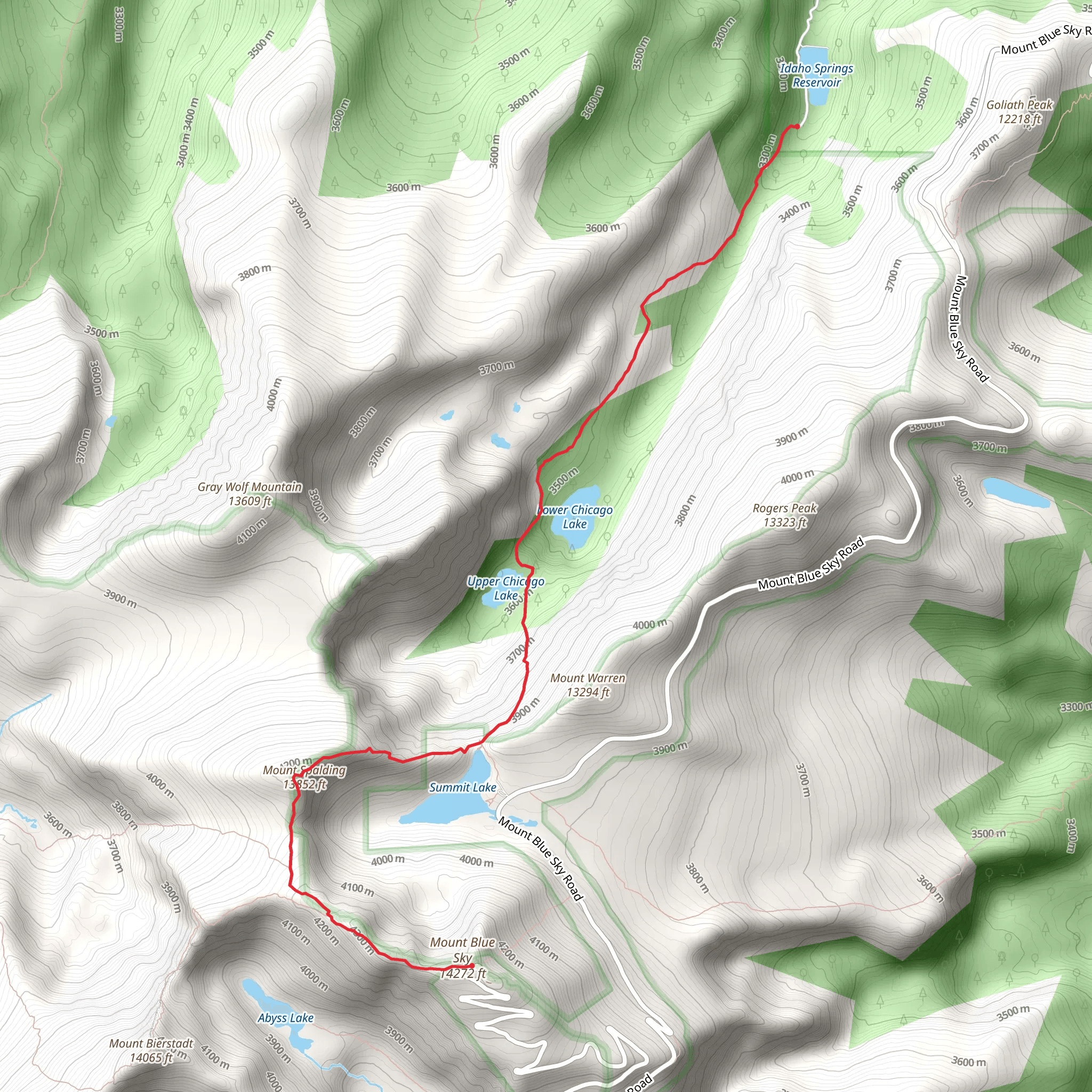 Mount Evans Ridge via Chicago Lakes Trail mobile static map